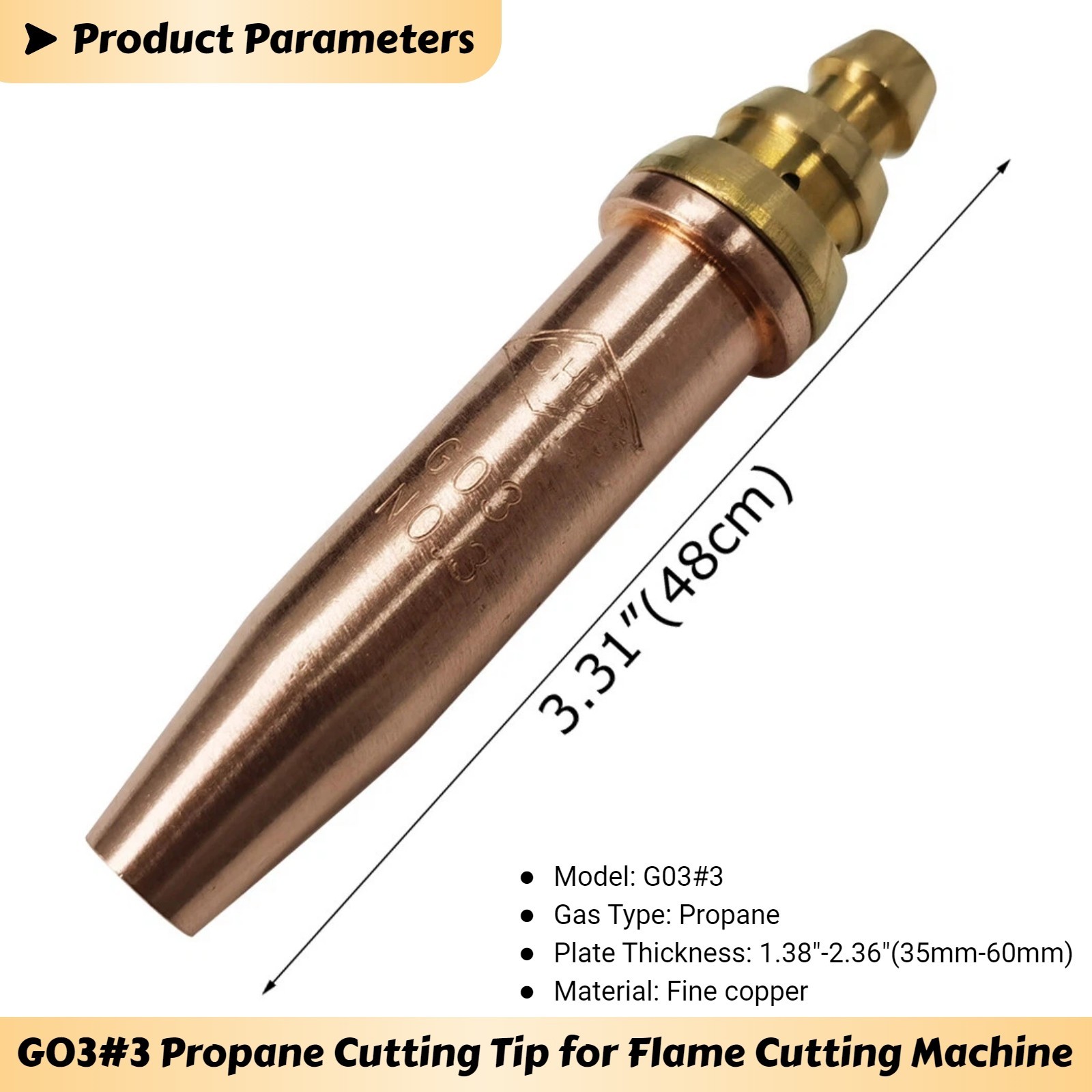 G03#3 Propane Cutting Tip for Flame Cutting Machine 35-60mm Cutting Thickness