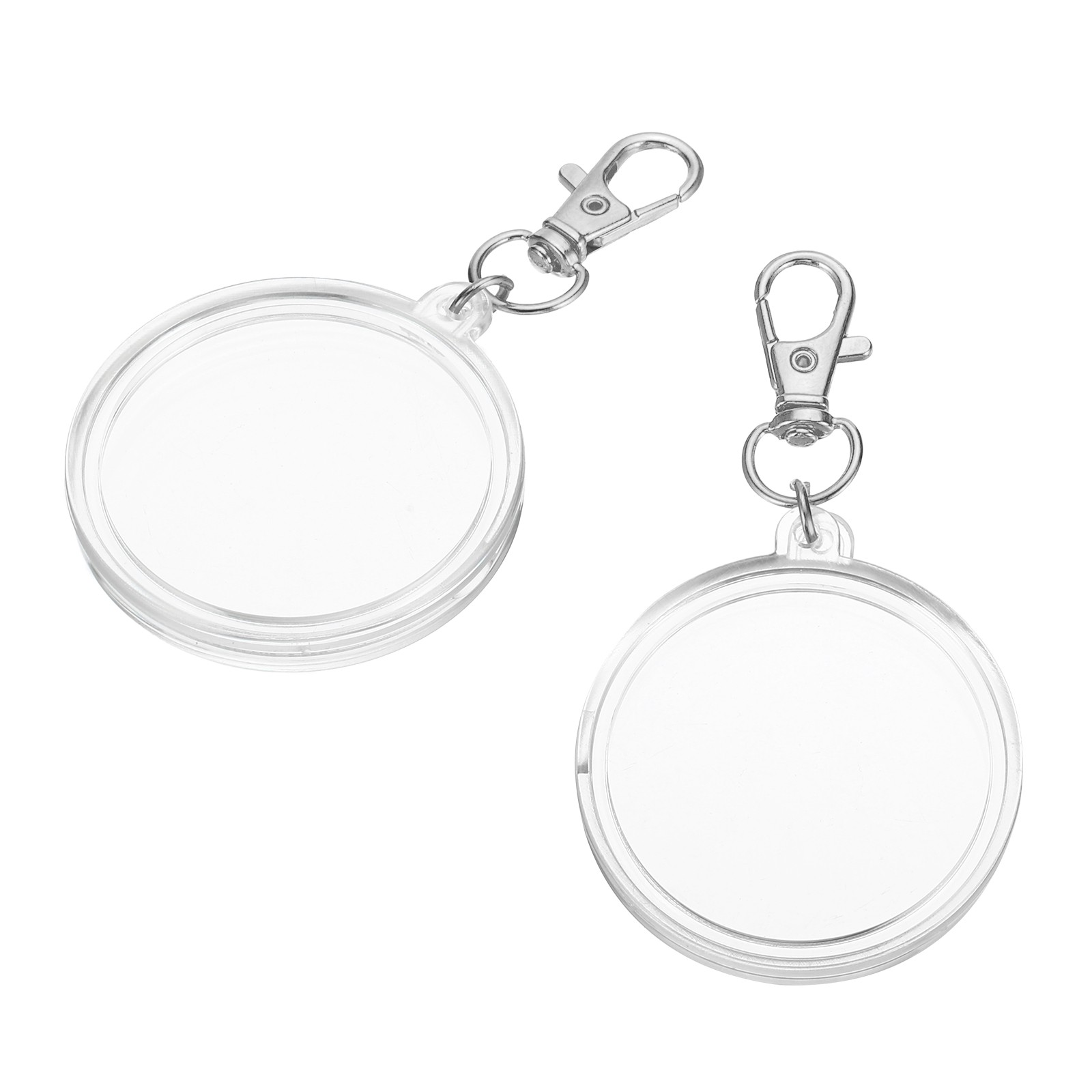 2Pack 40mm Coin Holder Keychain Coin Case with Key Ring Buckle Silver