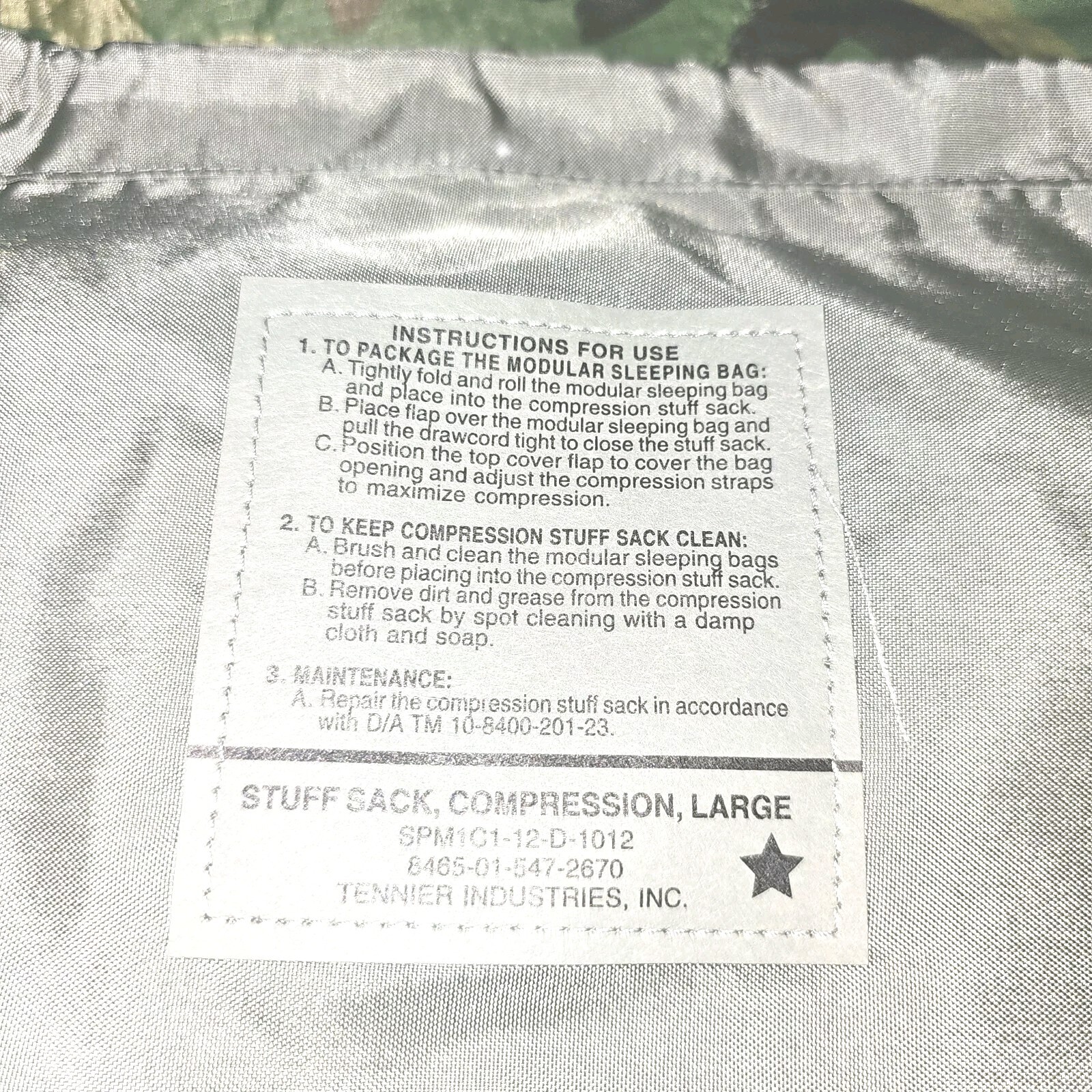 Vintage USGI Intermediate Cold Sleeping Bag - NSN: 8465-01-049-0888