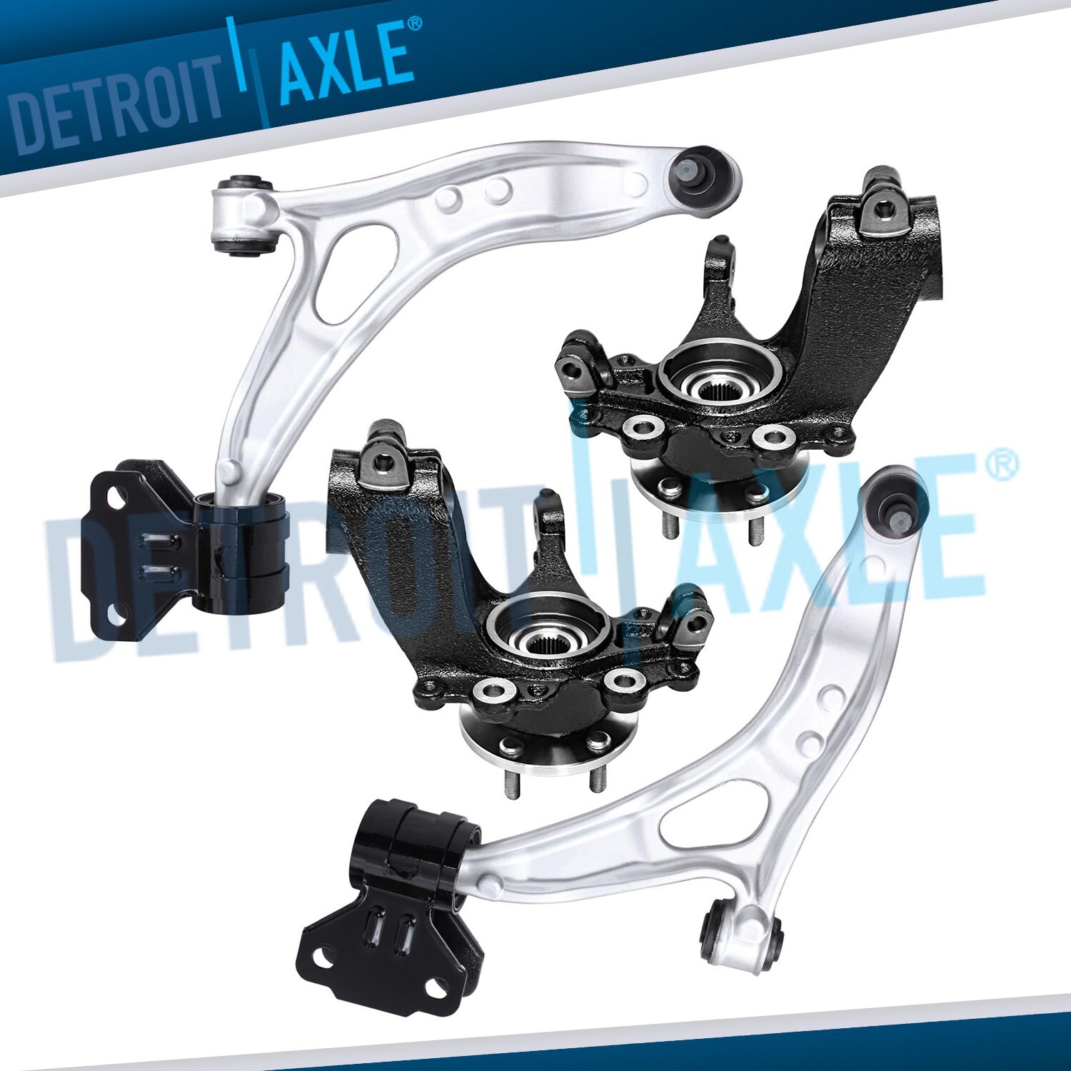 Front Steering Knuckles Hub Lower Control Arms Ball Joint for 2012-18 Ford Focus