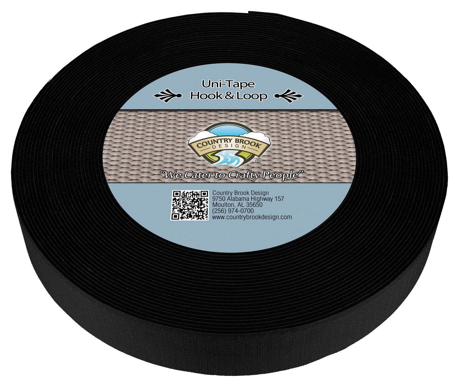 Country Brook Design® 2 Inch Black Uni-Tape Hook and Loop, 25 Yards
