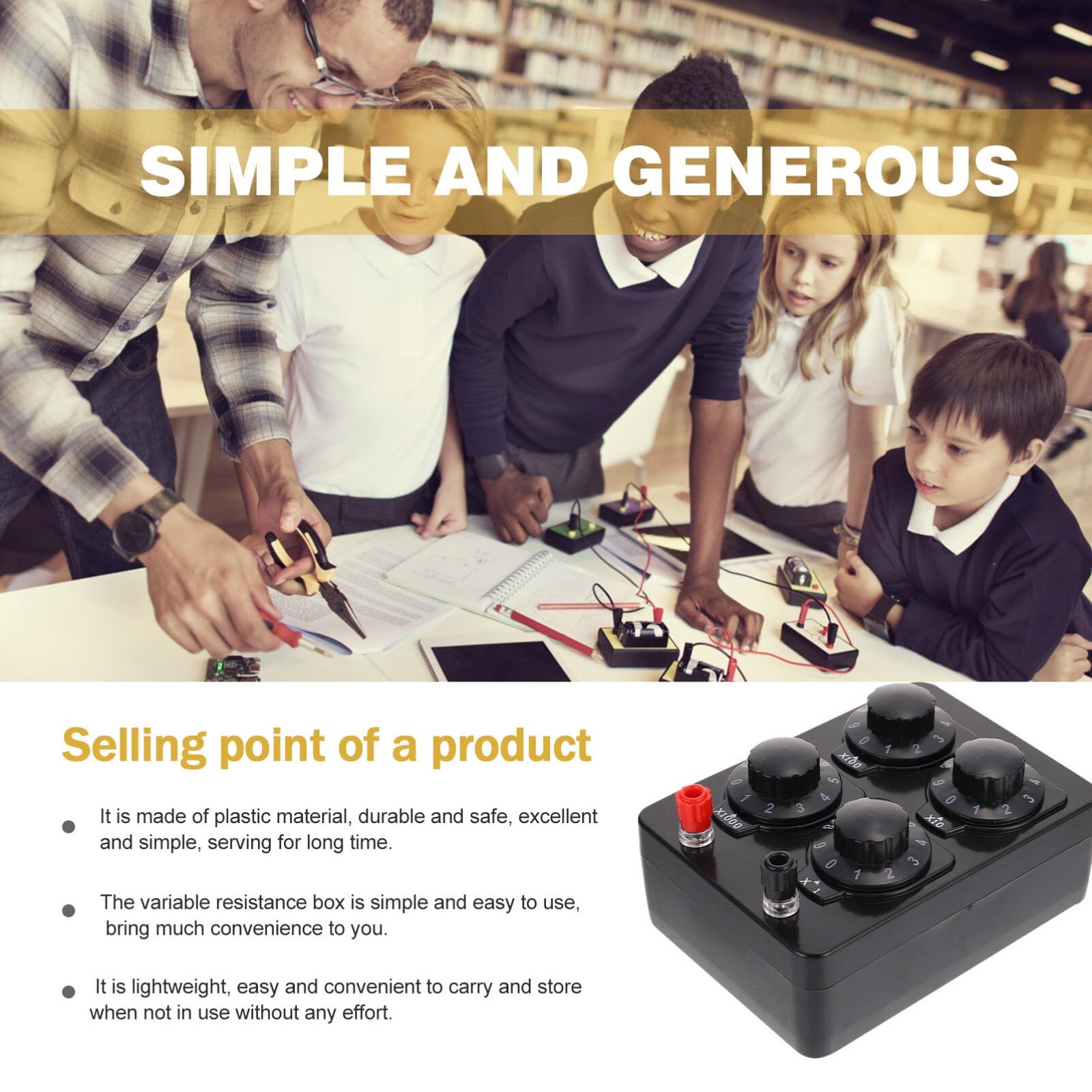 Variable Resistance Box 0-9999 Ohm, Simple Adjustable Resistor Decade Box for P
