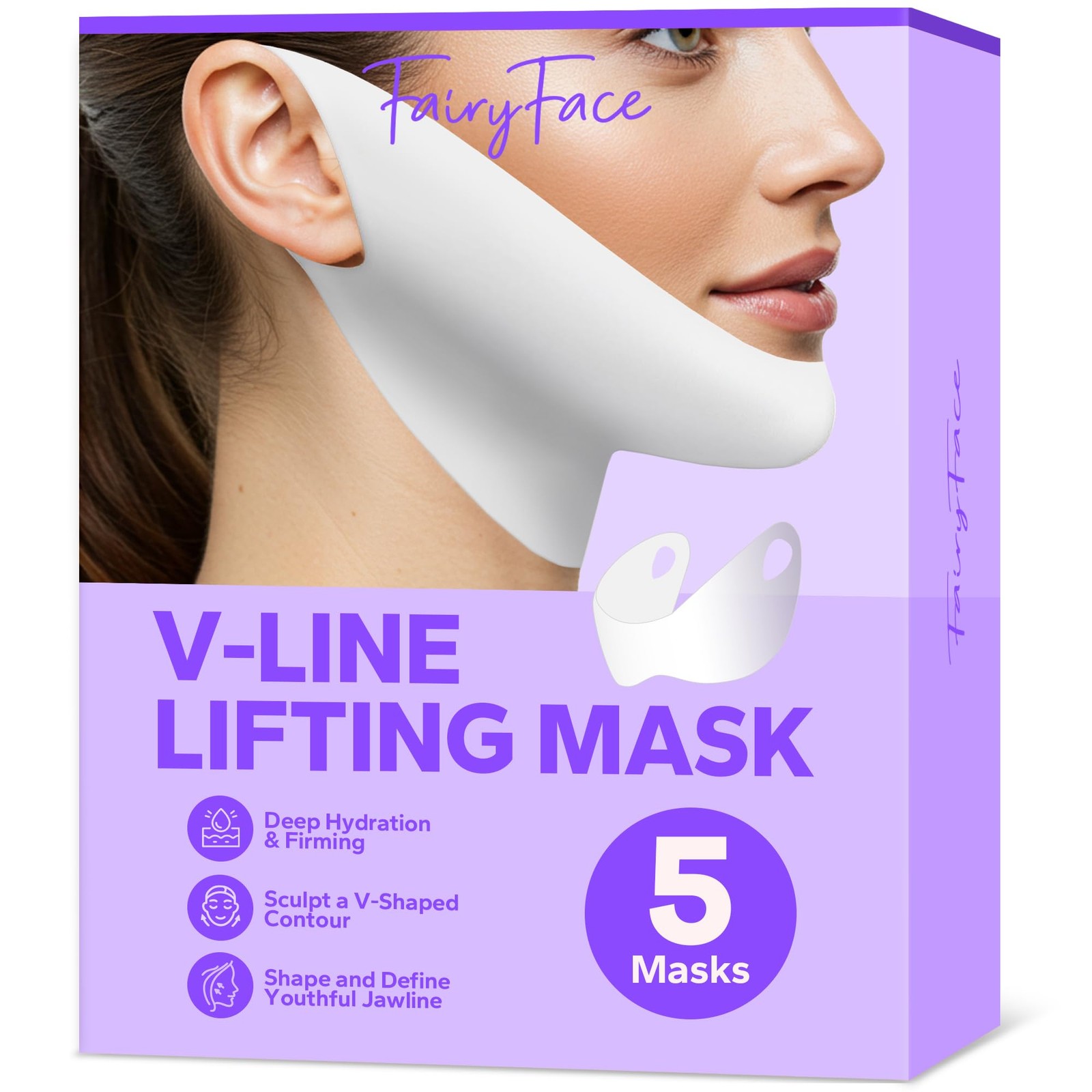 FairyFace V Line Lifting Mask (5 Pack), V-Line Firming 1 Count (Pack of 5)