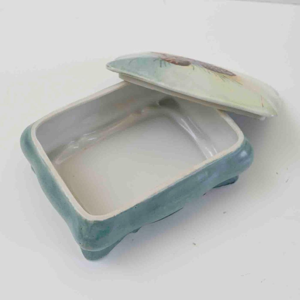 Pinecone Handpainted Porcelain Trinket Jewelry Ring Box