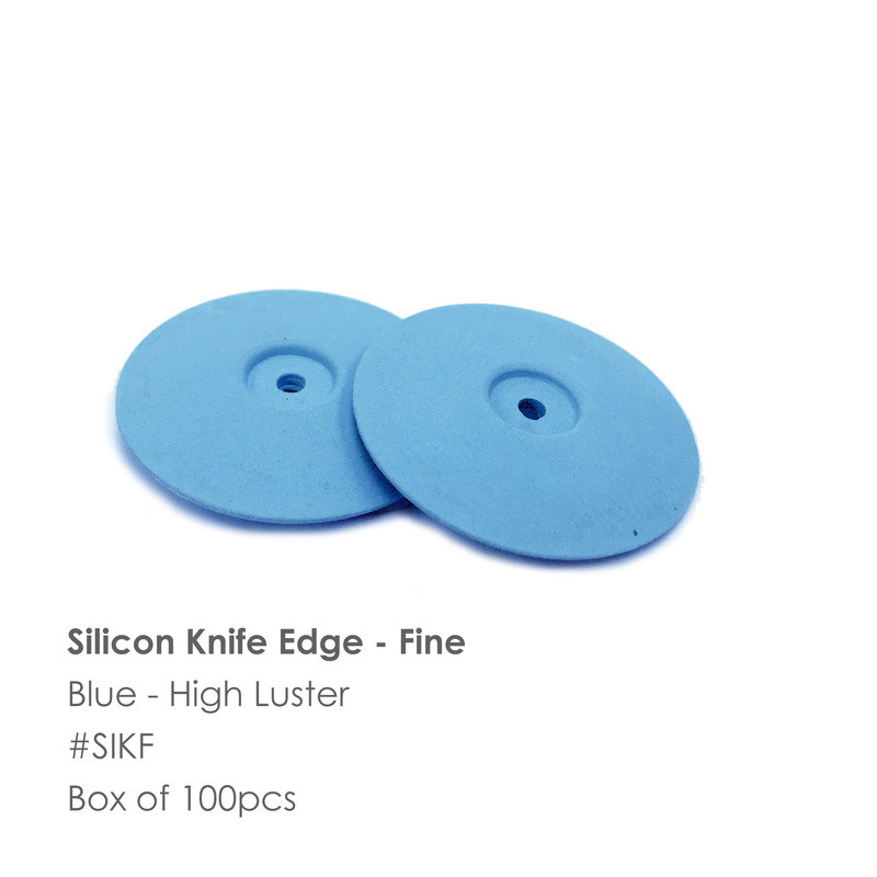 Dental Lab 100 piece Silicone Rubber Polishing Wheel Knife Edge  Blue-Fine Grit