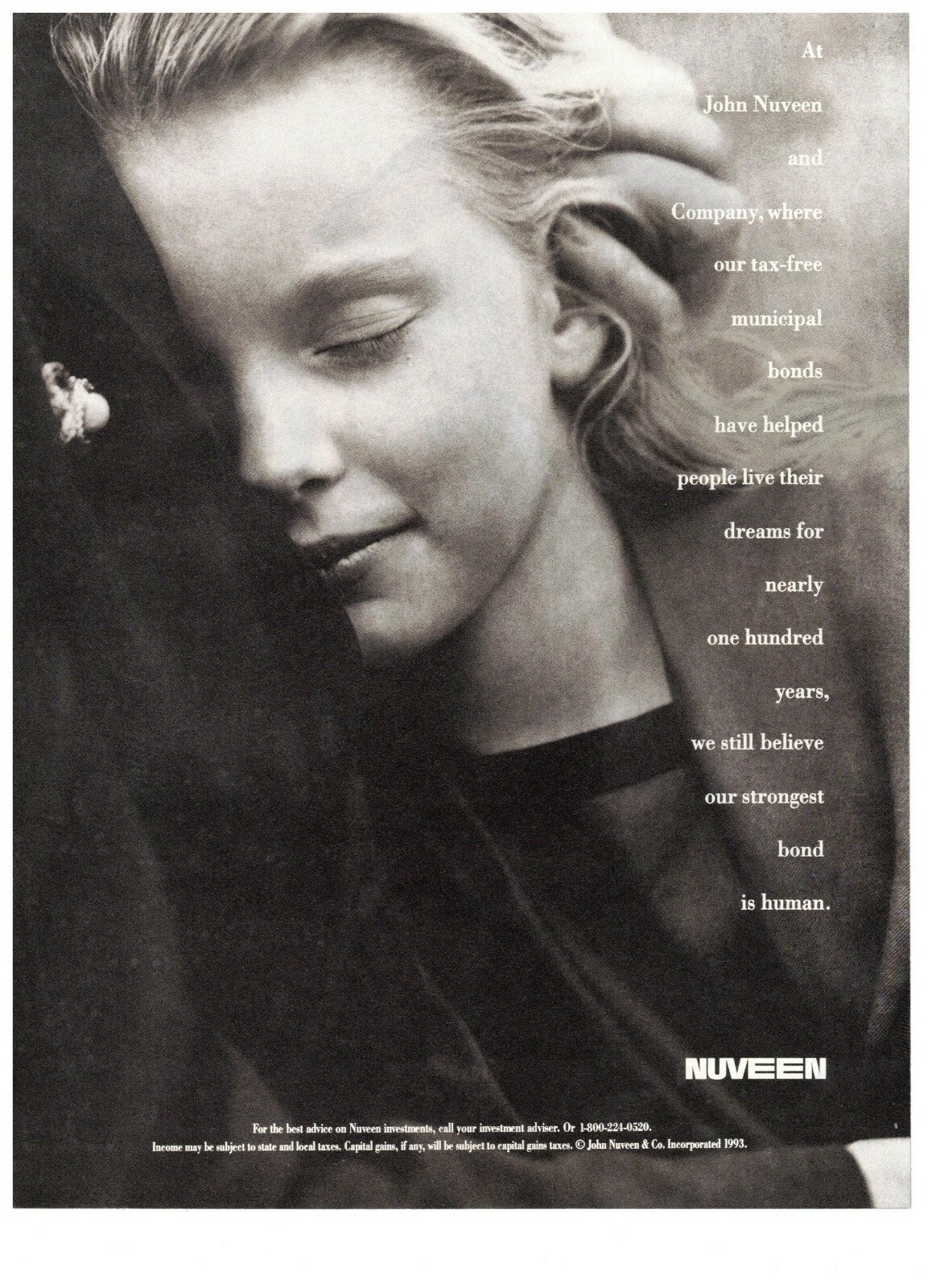 1993 Nuveen Municipal Girl Mother Hug Vintage Print Advertisement
