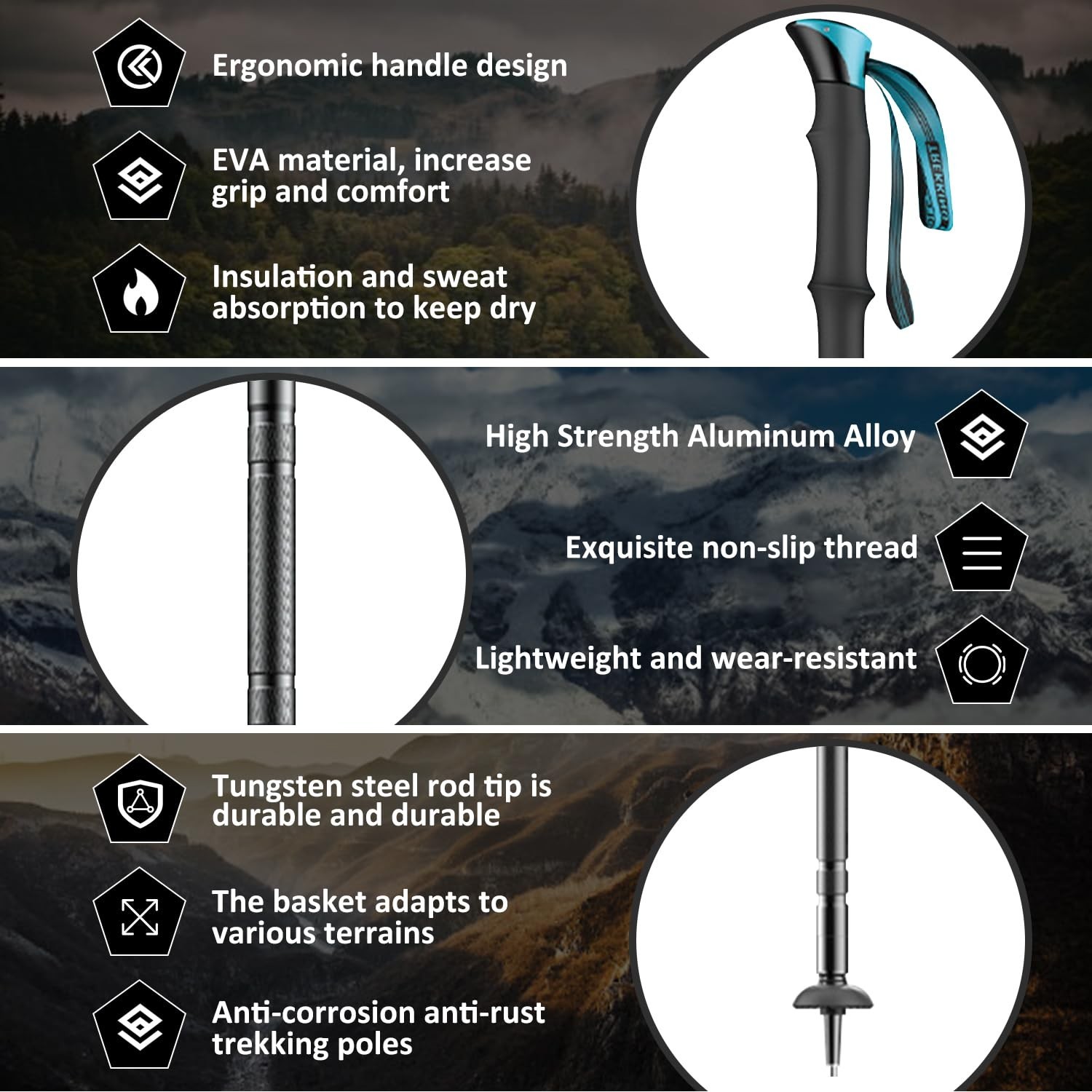 Multi-Functional Walking Stick, Prime 15-in-1 Hiking Poles, Adjustable Multip...