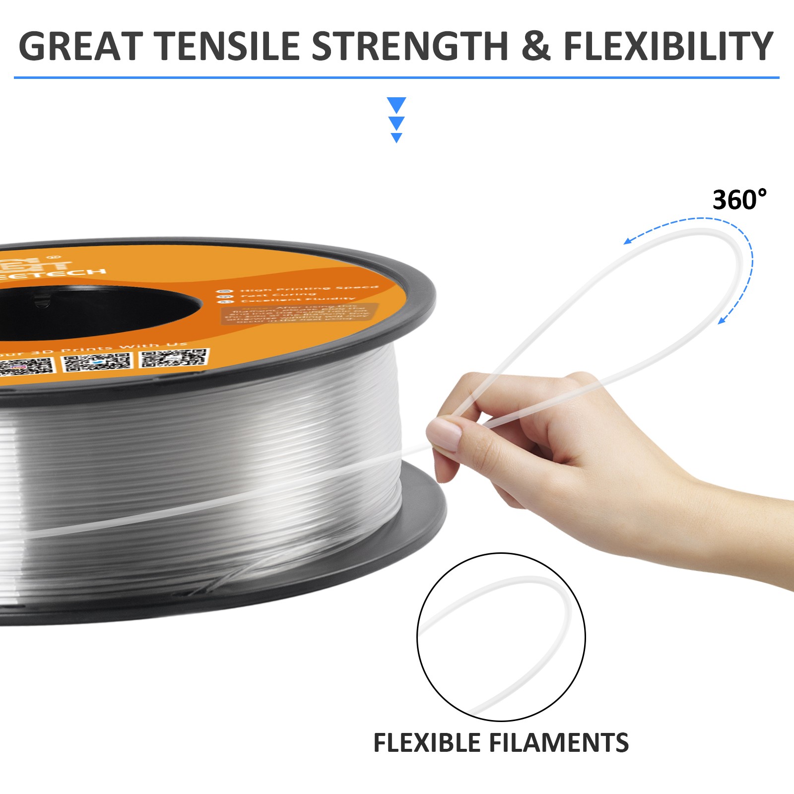 Geeetech 3D Printer Filament HS-PLA Transparent 1.75mm 1KG Printer Consumables
