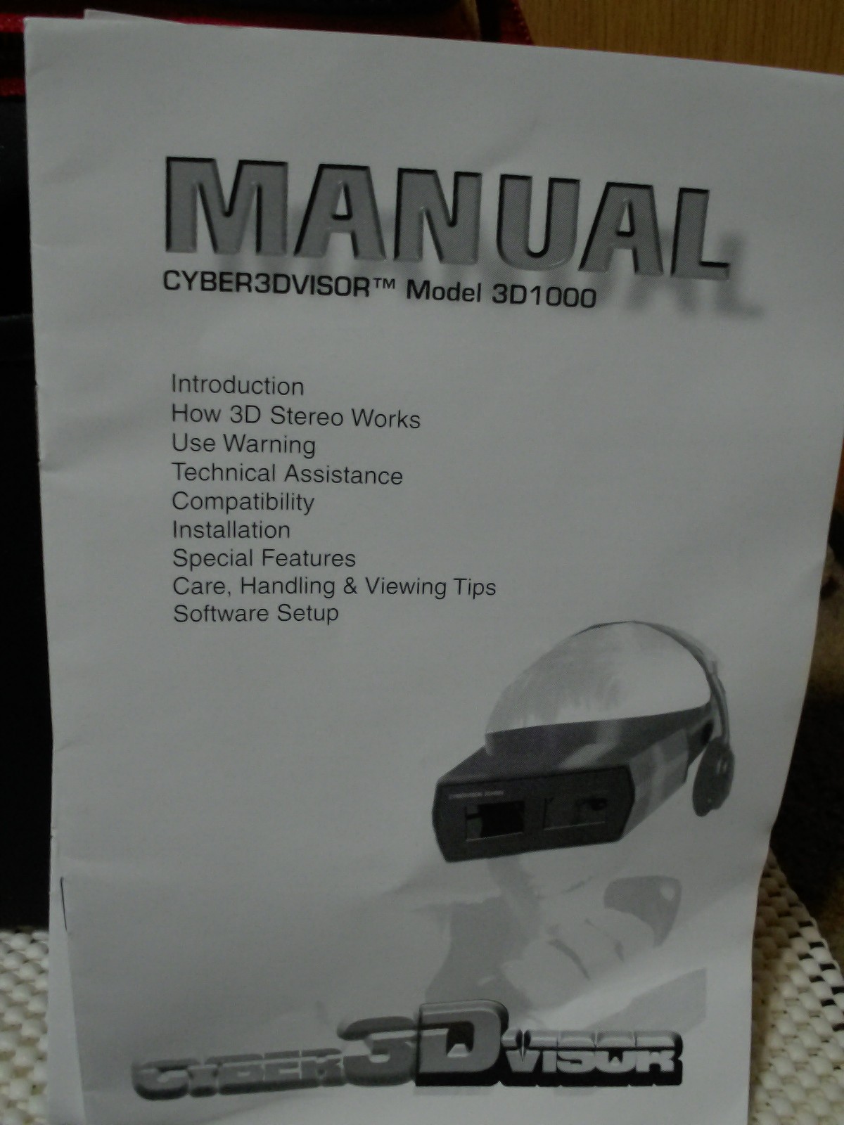 Cyberpak cyberstik model vr9000 cyber3dvisor 3d1000 and CD VR gaming set