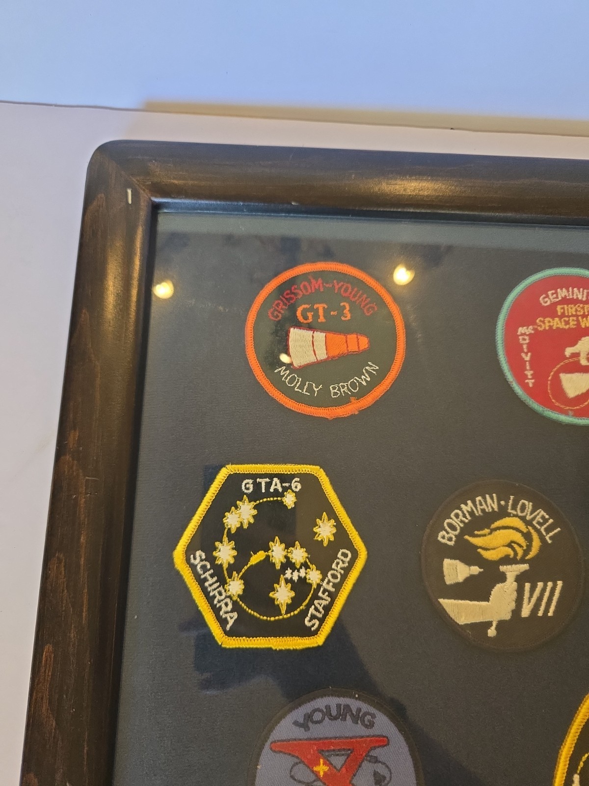 Framed NASA Gemini Program Mission Patch Set 18x14 Wall Decor Display - 9...