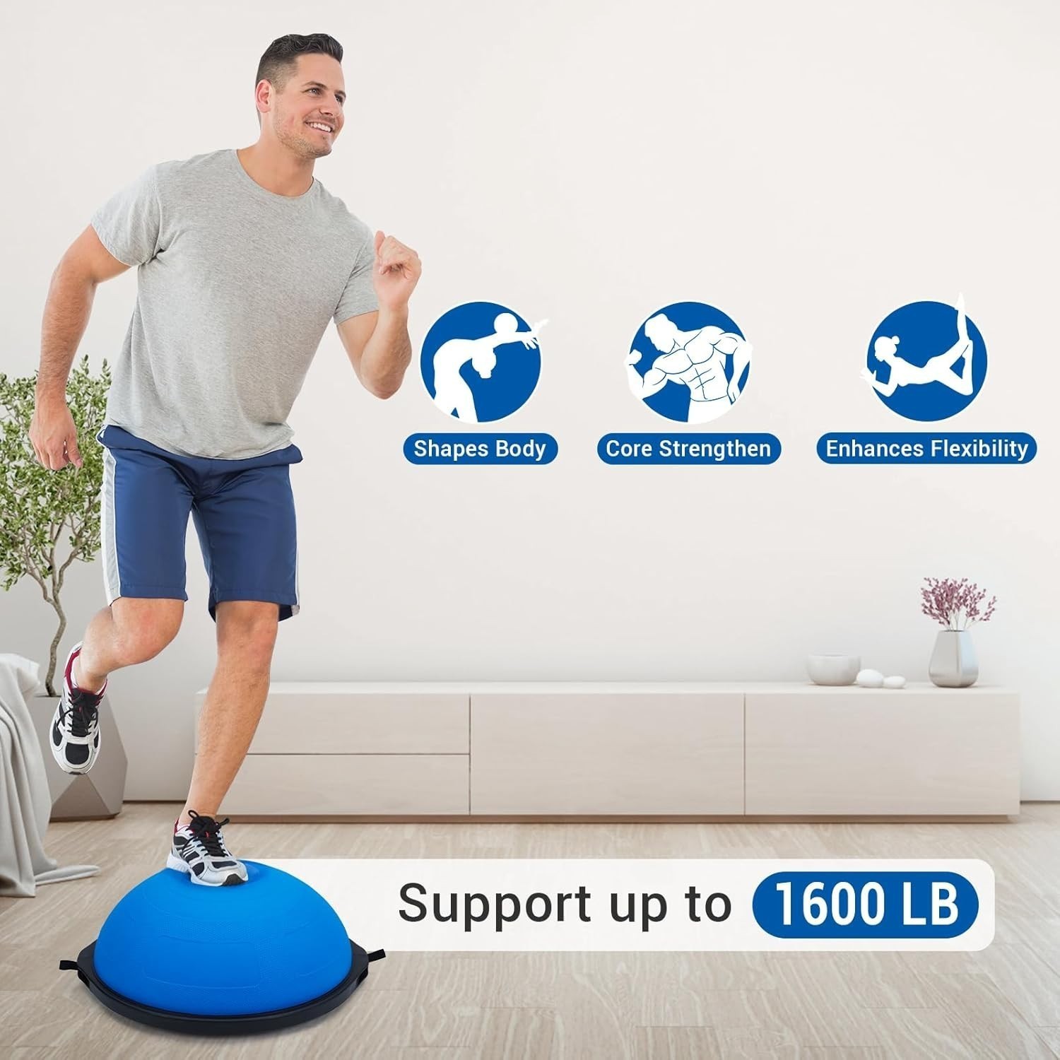Yoga Ball Exercise Balance Gymnastic Fitness With Air Pump & 2 Resistant Bands