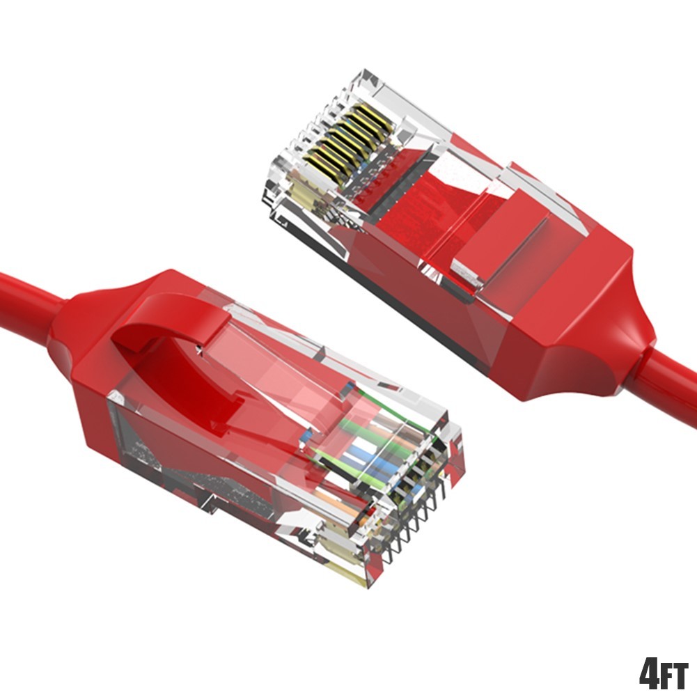 4FT CAT6 RJ45 Slim Ethernet LAN Network Patch Cable UTP Copper Wire 28AWG Red