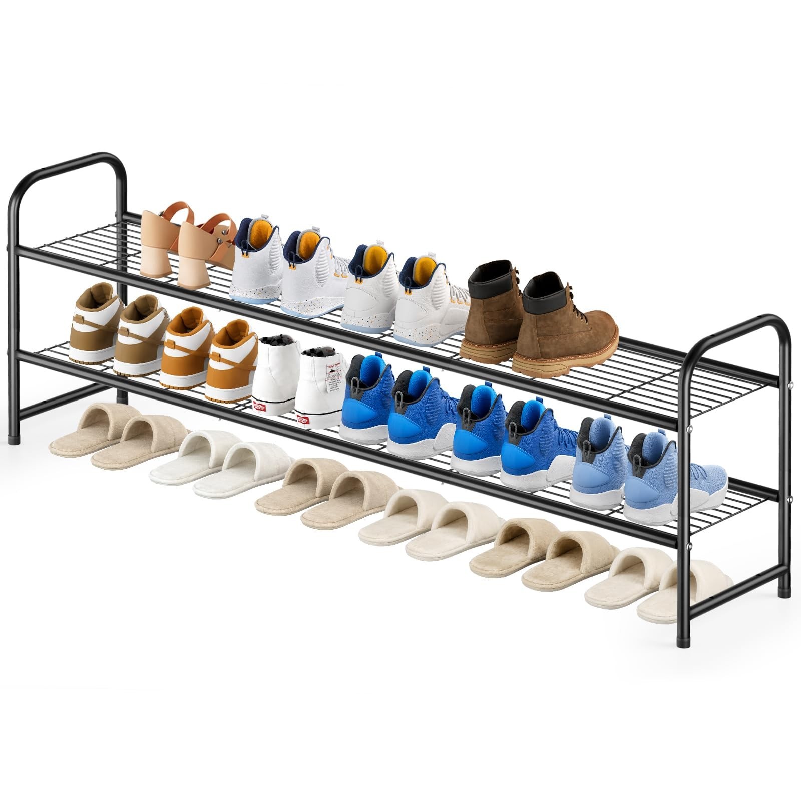 2-Tier Long Shoe Rack for Closet Metal Shoe Organizer for Entryway, Wide Stac...