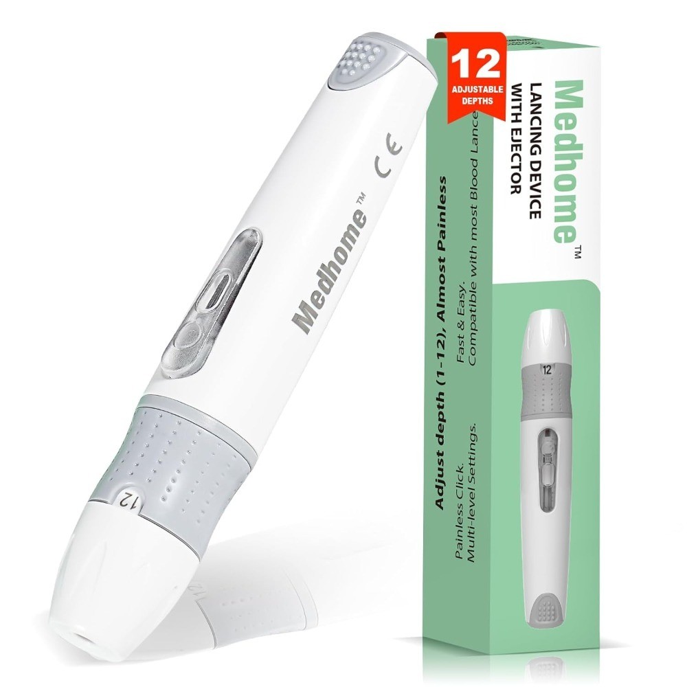 Lancing Device for Diabetes Testing 12 Adjustable Depth Settings Push Button
