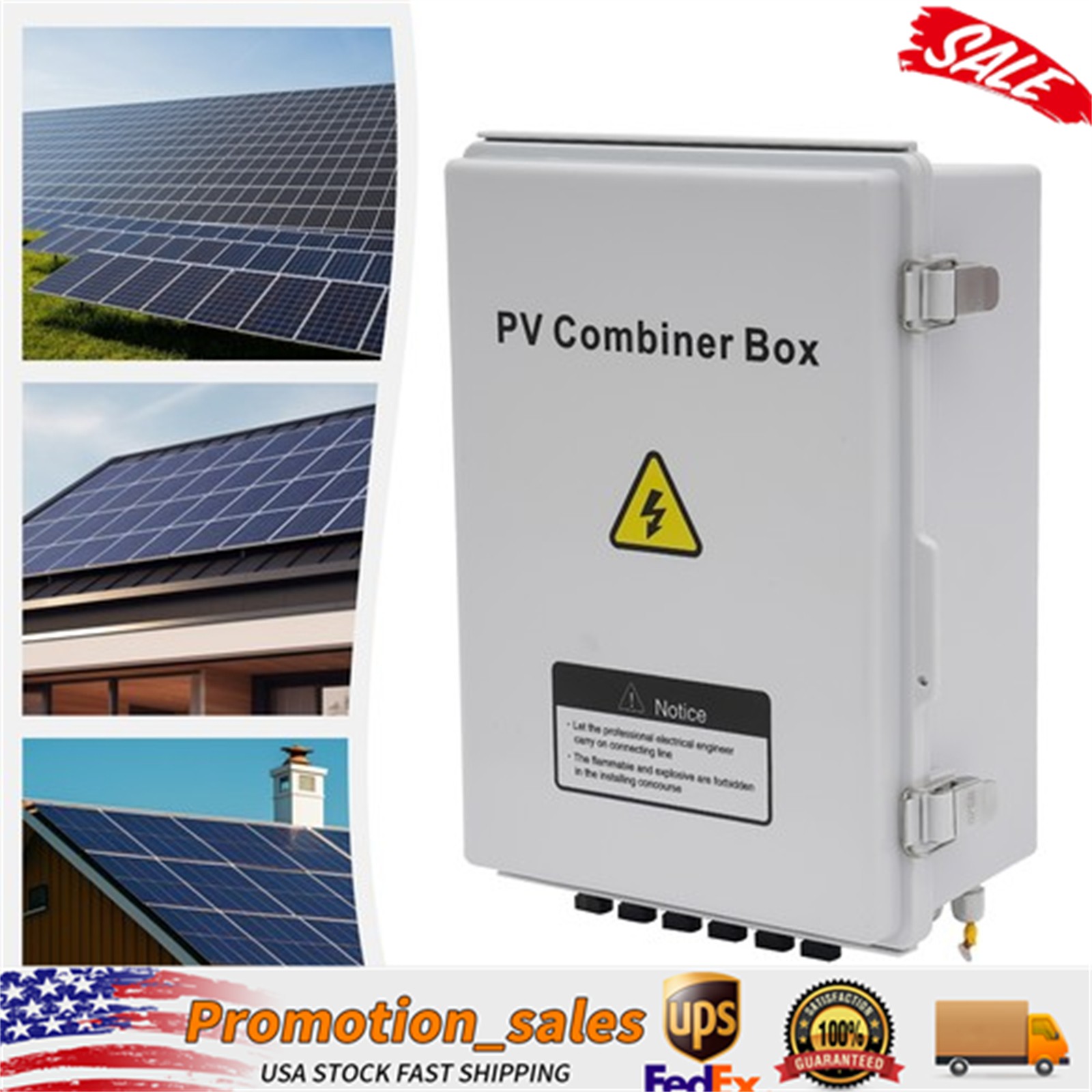 6 String Solar PV Combiner Box 63A Circuit Breaker Junction Box for Solar Panels