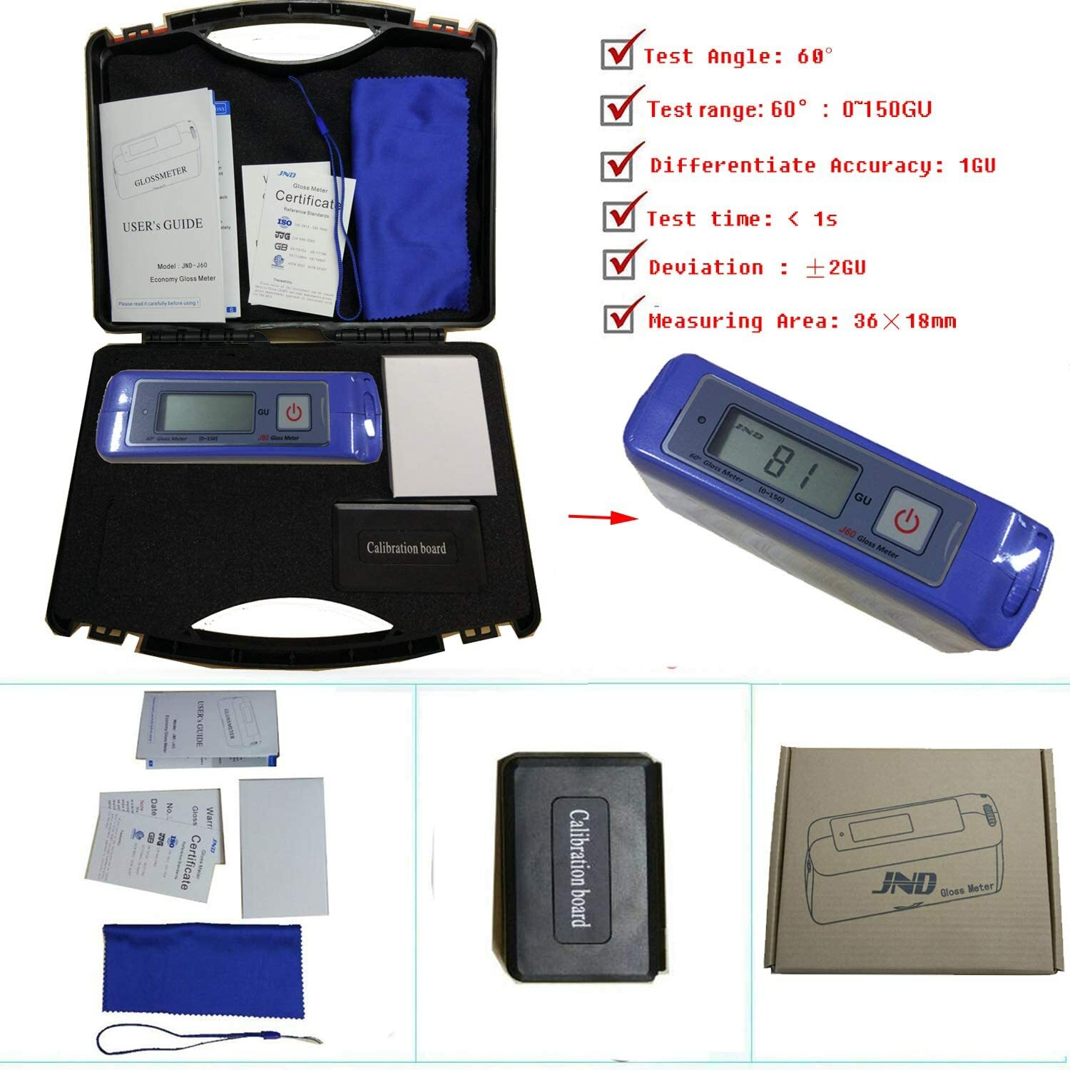 60 Degree Glossmeter Gloss Meter Stone Glarimeter Surface Gloss Measurement
