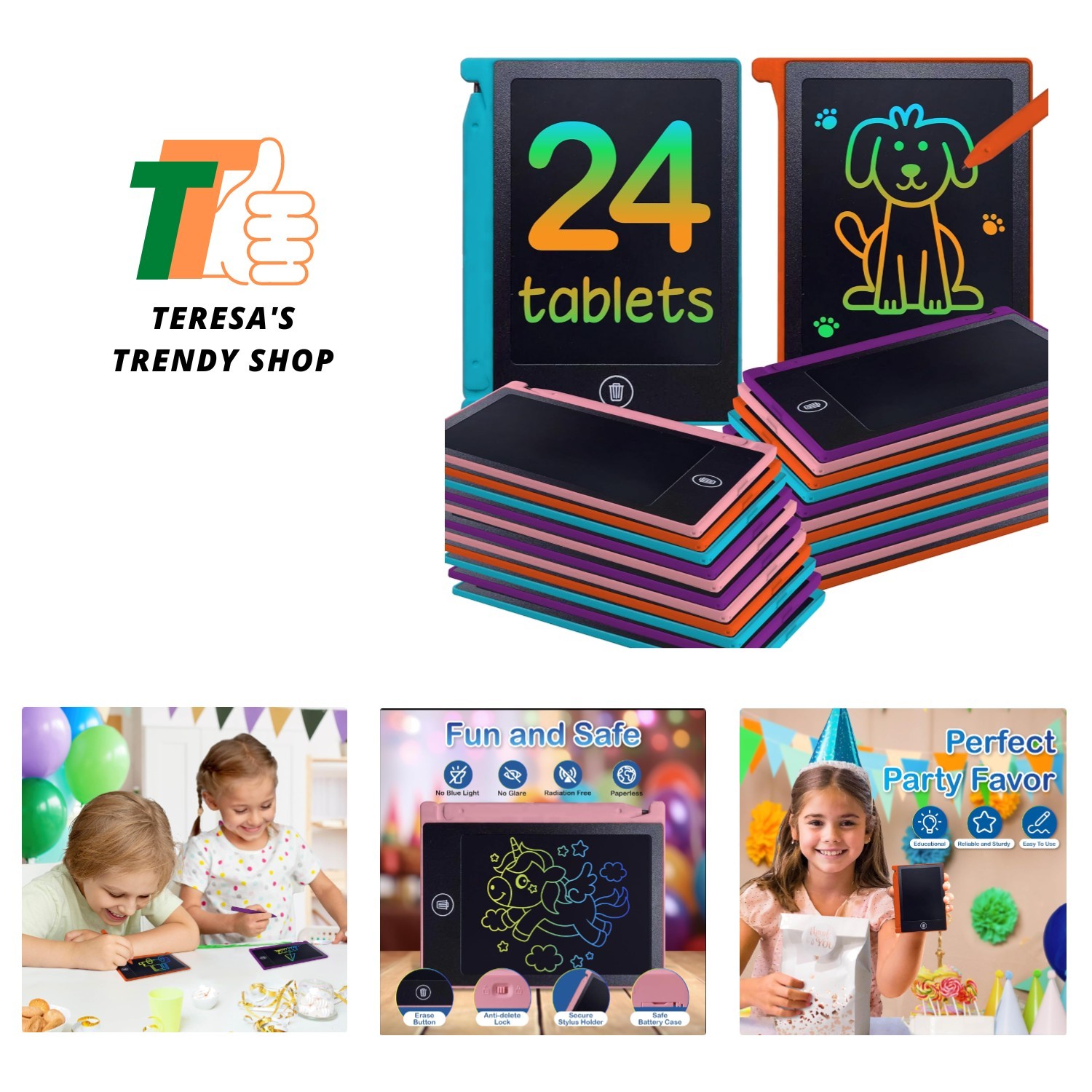 Versatile 4.5'' Kids LCD Writing Tablets - 24 Pack for Creative Learning Fun