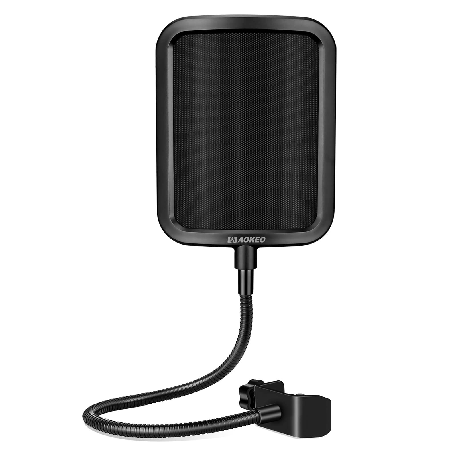 Aokeo Pop Filter Microphone Shield with Adjustable Gooseneck Clip
