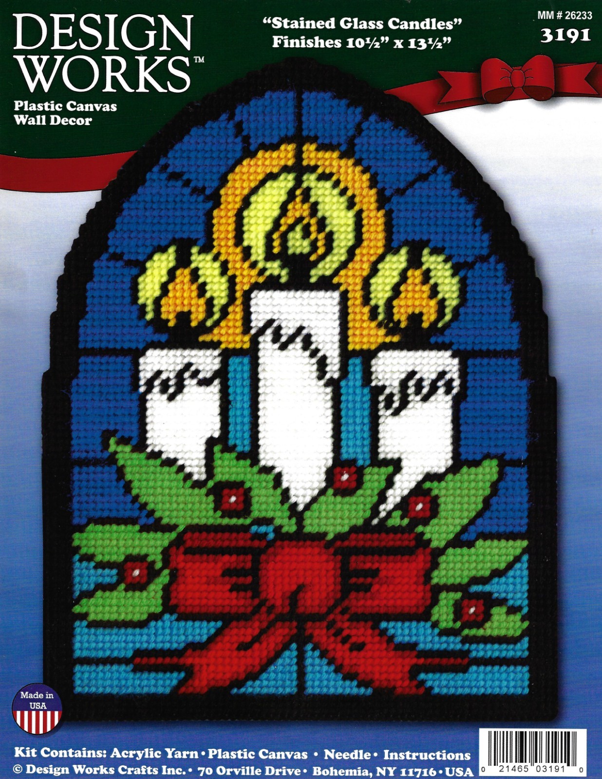 STAINED GLASS CANDLES  WALL HANGING 7ct  plastic canvas  PATTERN (#TF0670)