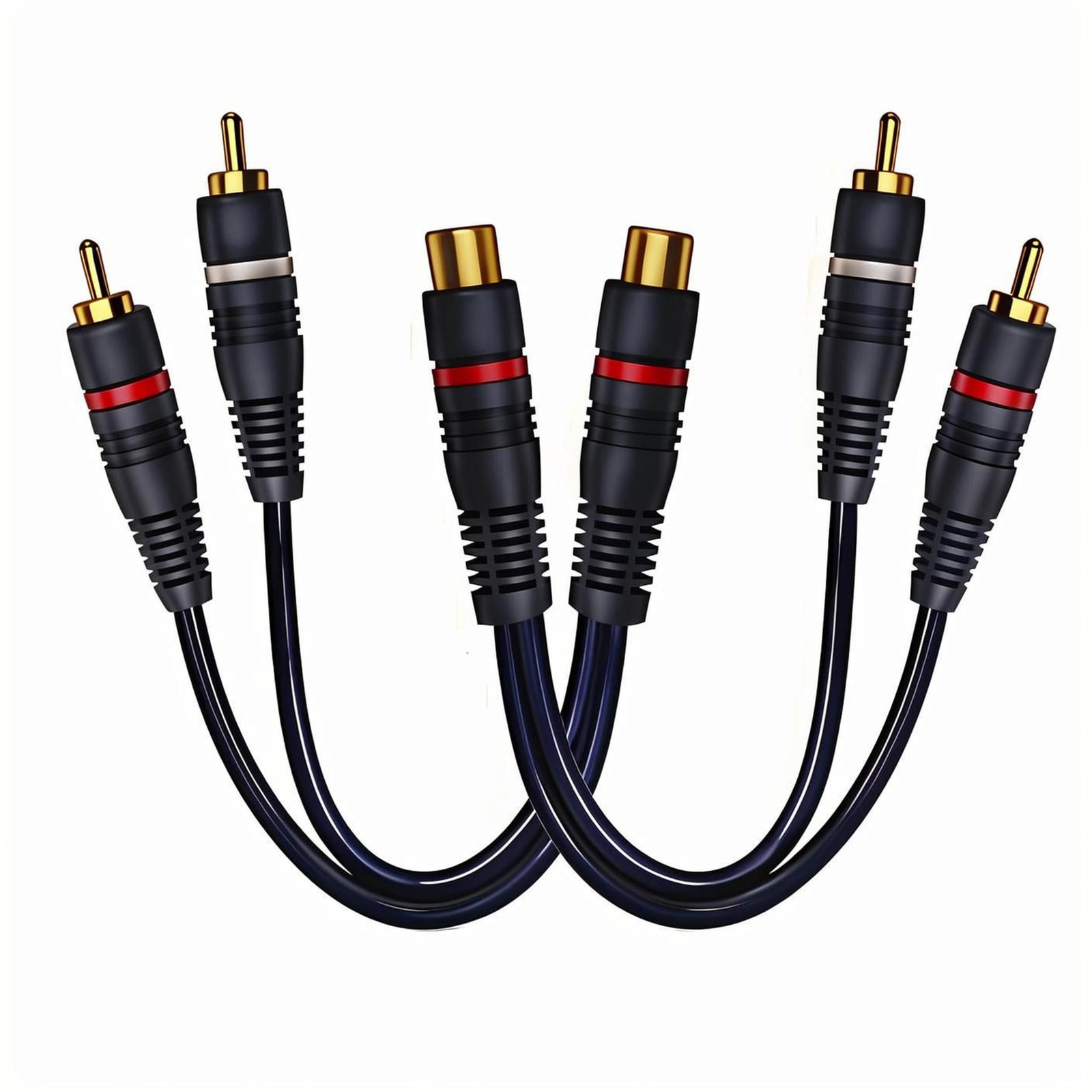 CNHIDEE RCA Splitter 1 Female to 2 Male 2 Pack, Y 8.5 inches, Dark Blue