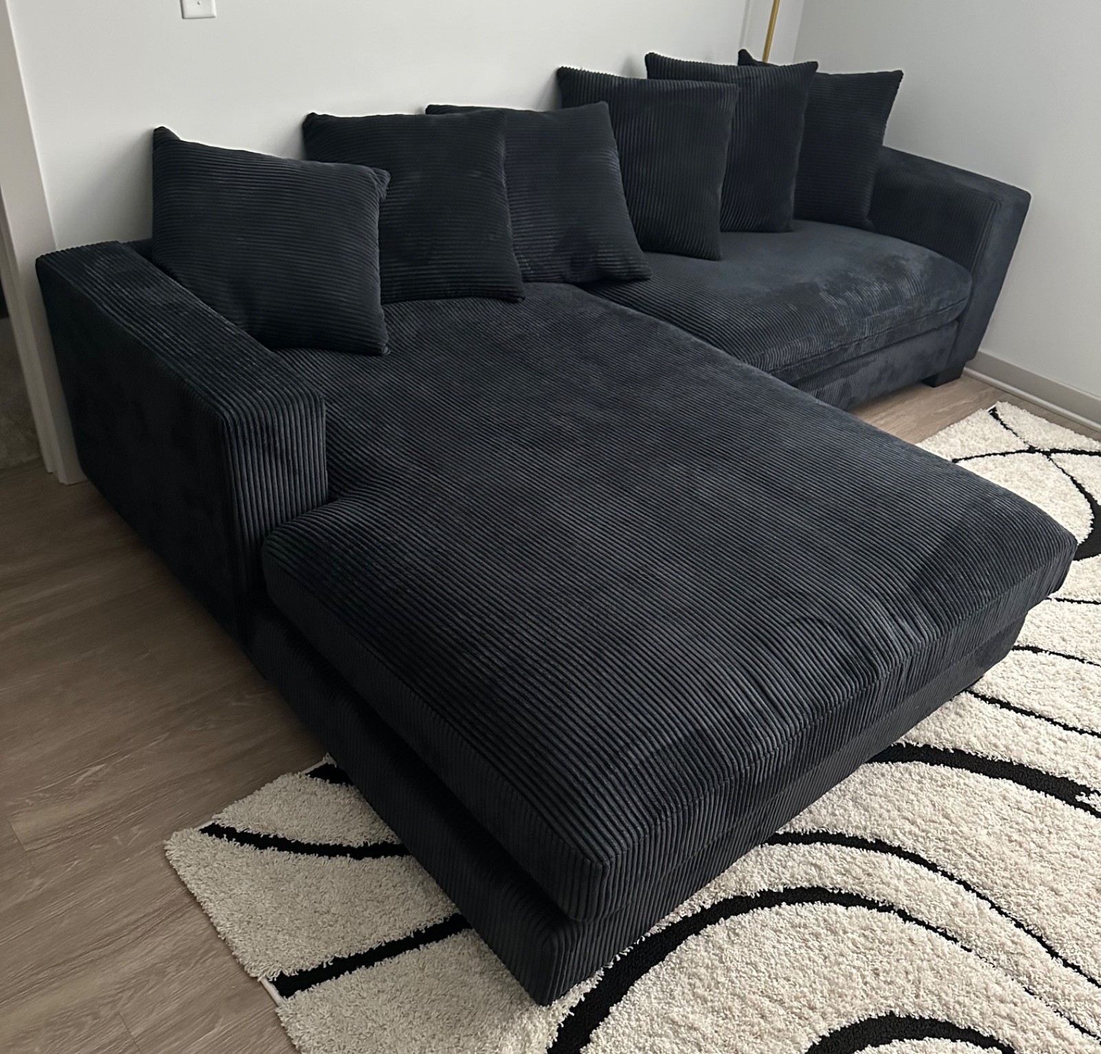 Smoke Luxe 108" Corduroy Sectional