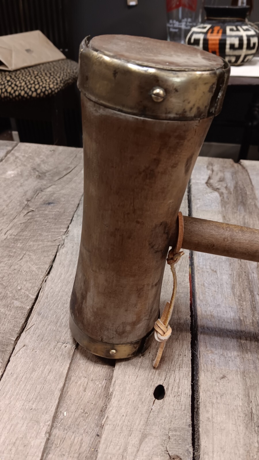 Vintage Wooden W/Brass Ring Fitting Shipwright Mallet Hammer