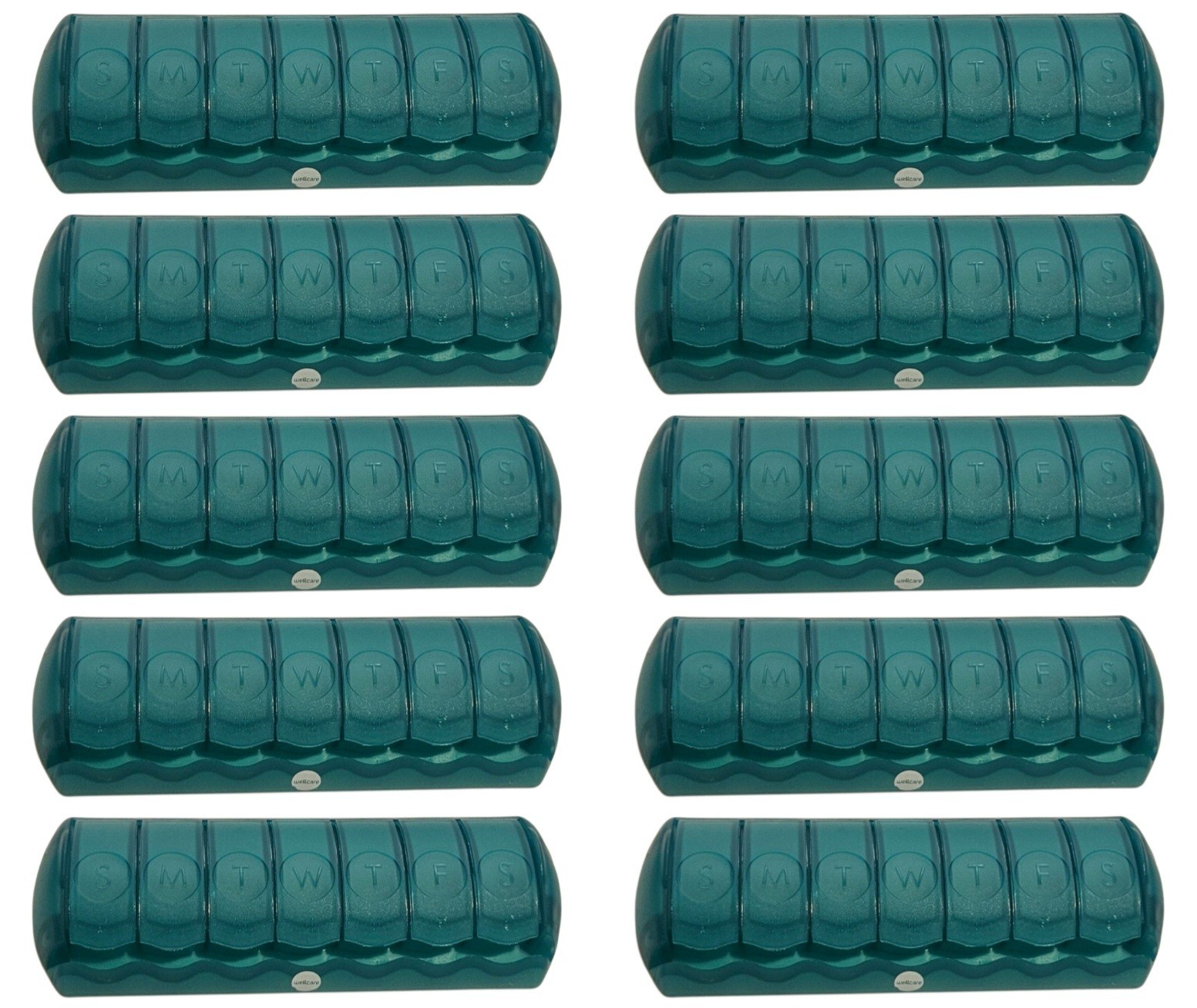 7 Day Pill Box Organizers Wellcare 10 Pack! Weekly Supplement Reminder Case