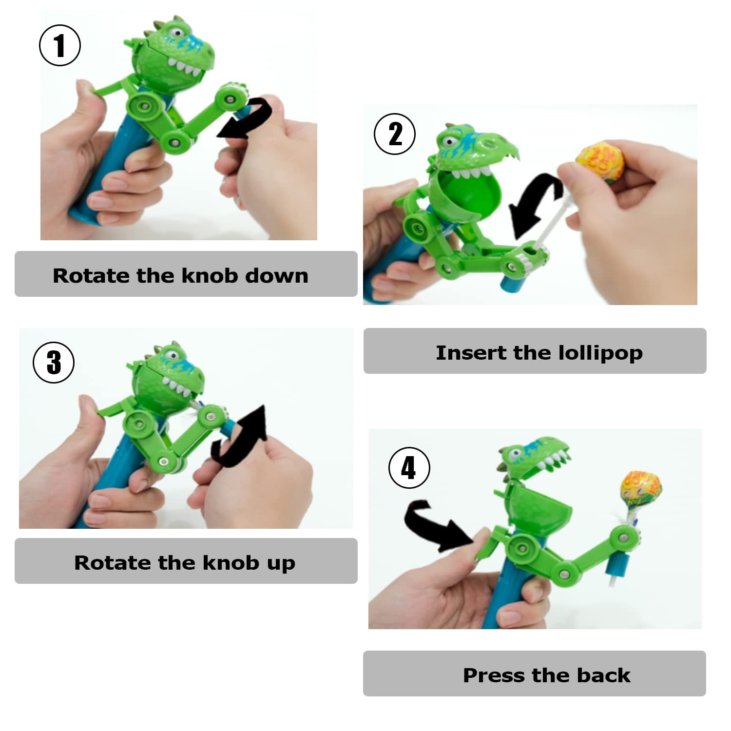 4 Pcs Dinosaur Lollipop Holder for Kids, Halloween Lollipop Case, Creative Pr...