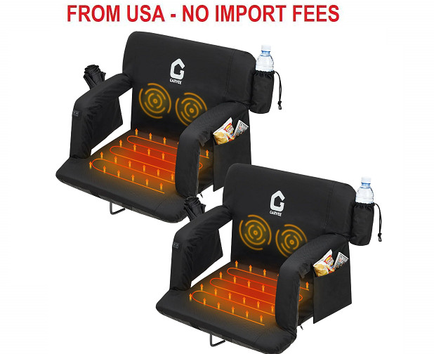 2pcs Heated Stadium Seats for Bleachers w/ Back Support 3 Level Heating 6 Angle