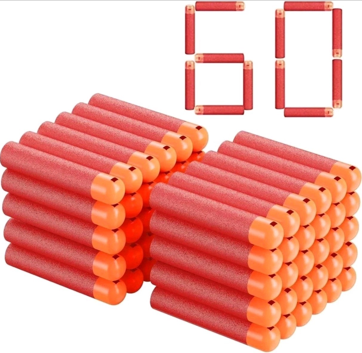 60 PCS Mega Darts Foam Bullet Refill Pack - Compatible with Nerf N-Strike Mega S