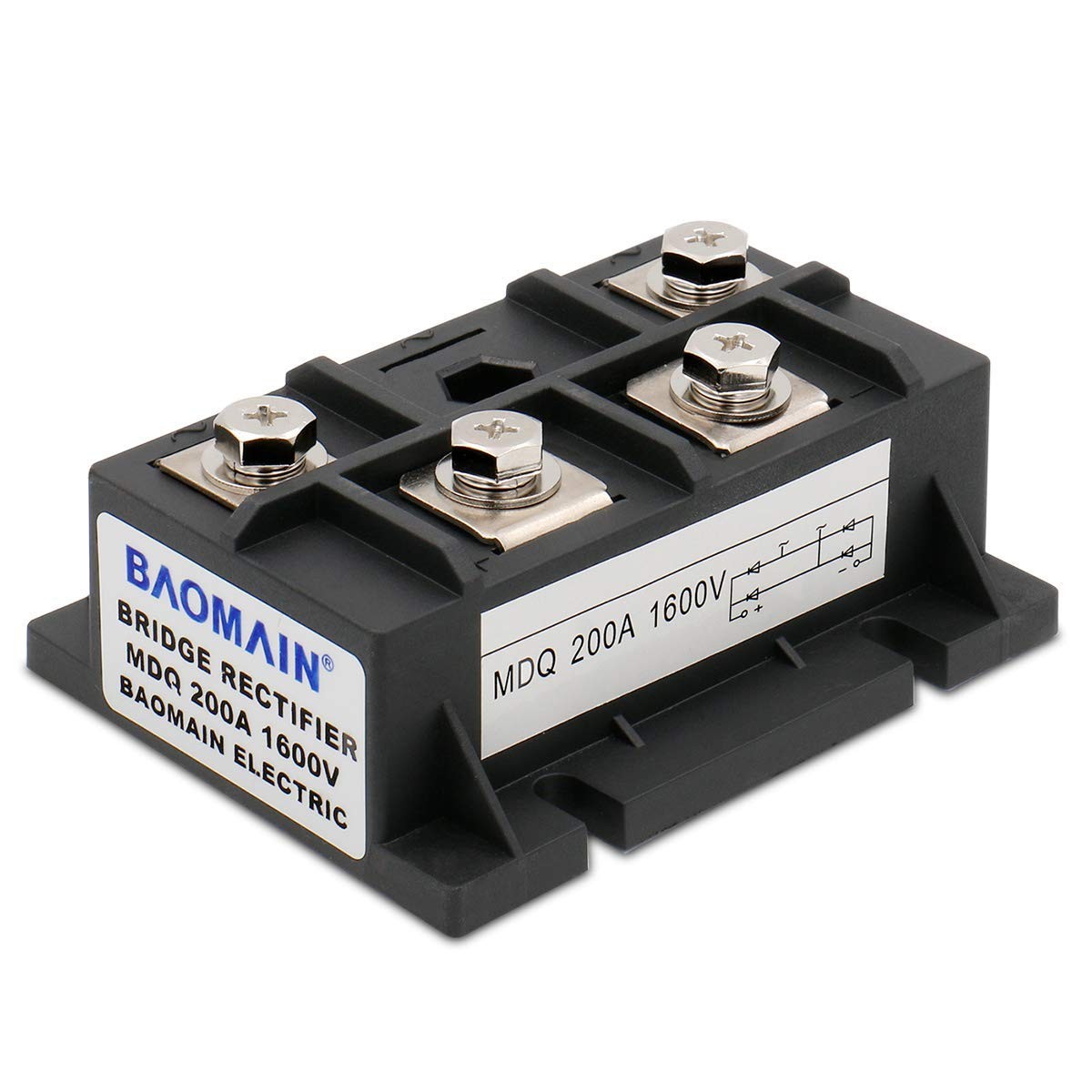 Single Phase Diode Bridge Rectifier MDQ-200A, 200A 1600V, 4 Terminal Full Wav...