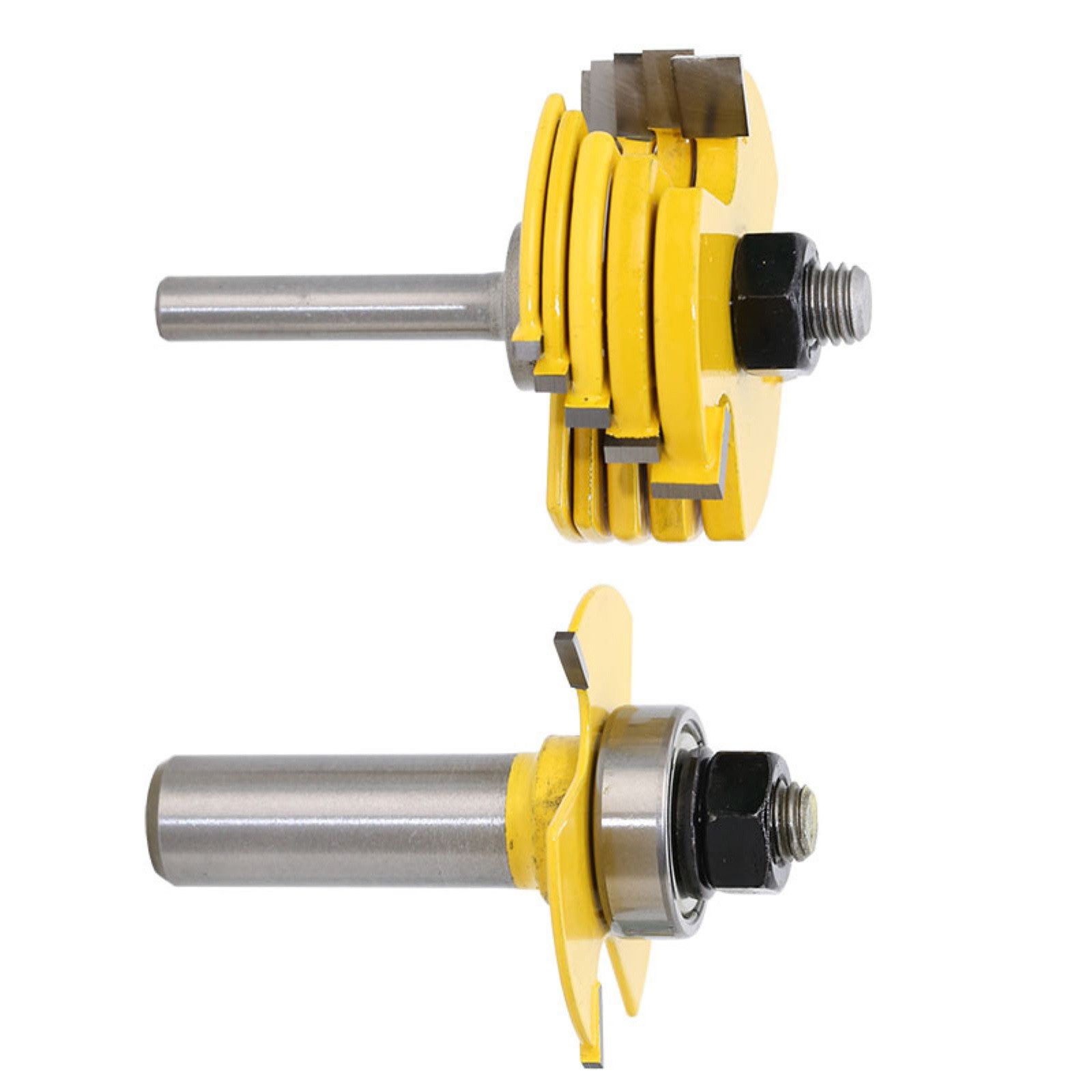 2Pcs Tongue & Groove Router Bits 1/4" 1/2" Shank 3 Teeth Adjustable T Shape Bits