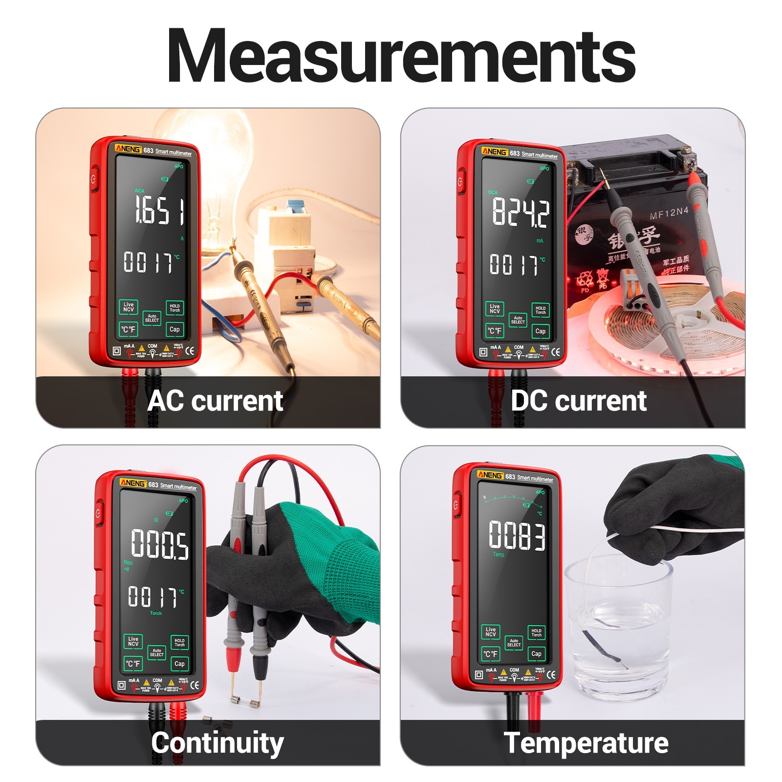 ANENG 683 Touch Screen Digital Multimeter True RMS 6000 Counts Rechargeable tool