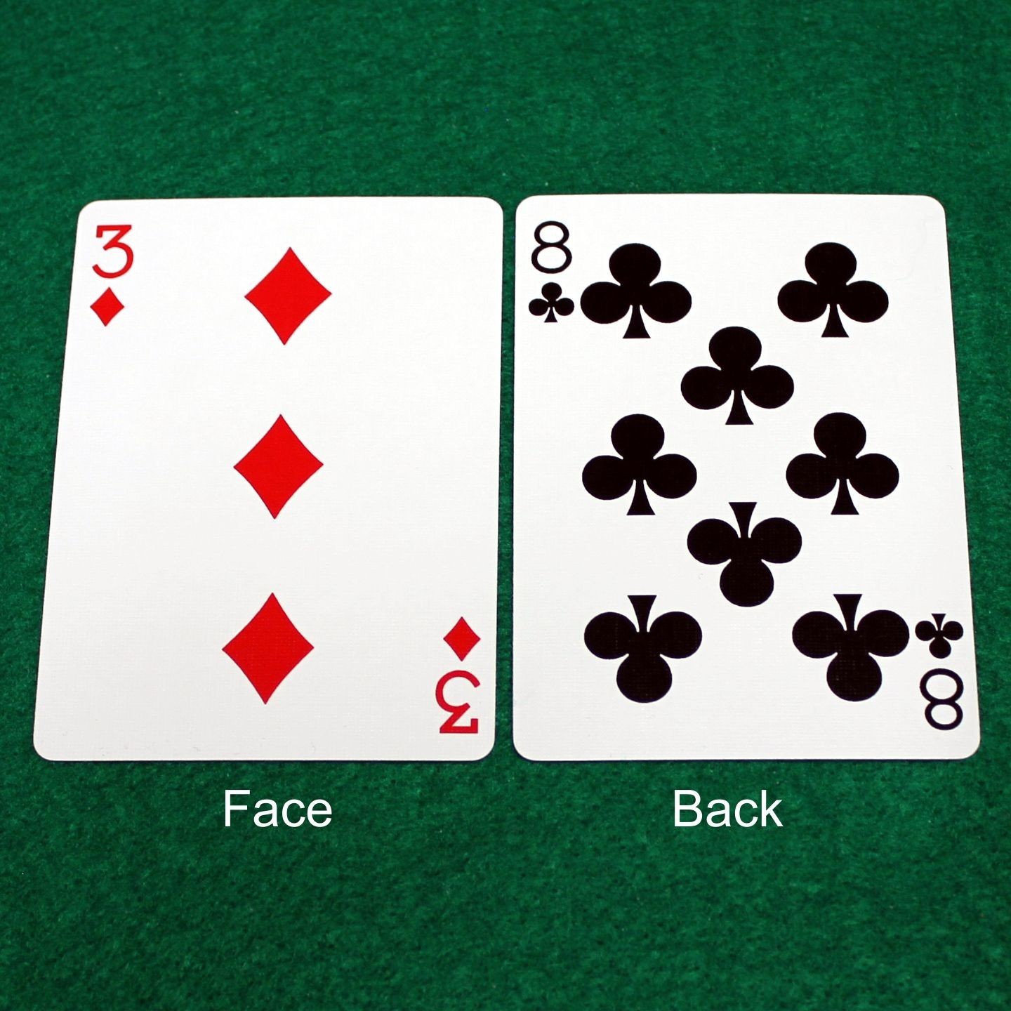 3 of Diamonds / 8 of Clubs - Double Face, Bicycle Printed Gaff Card