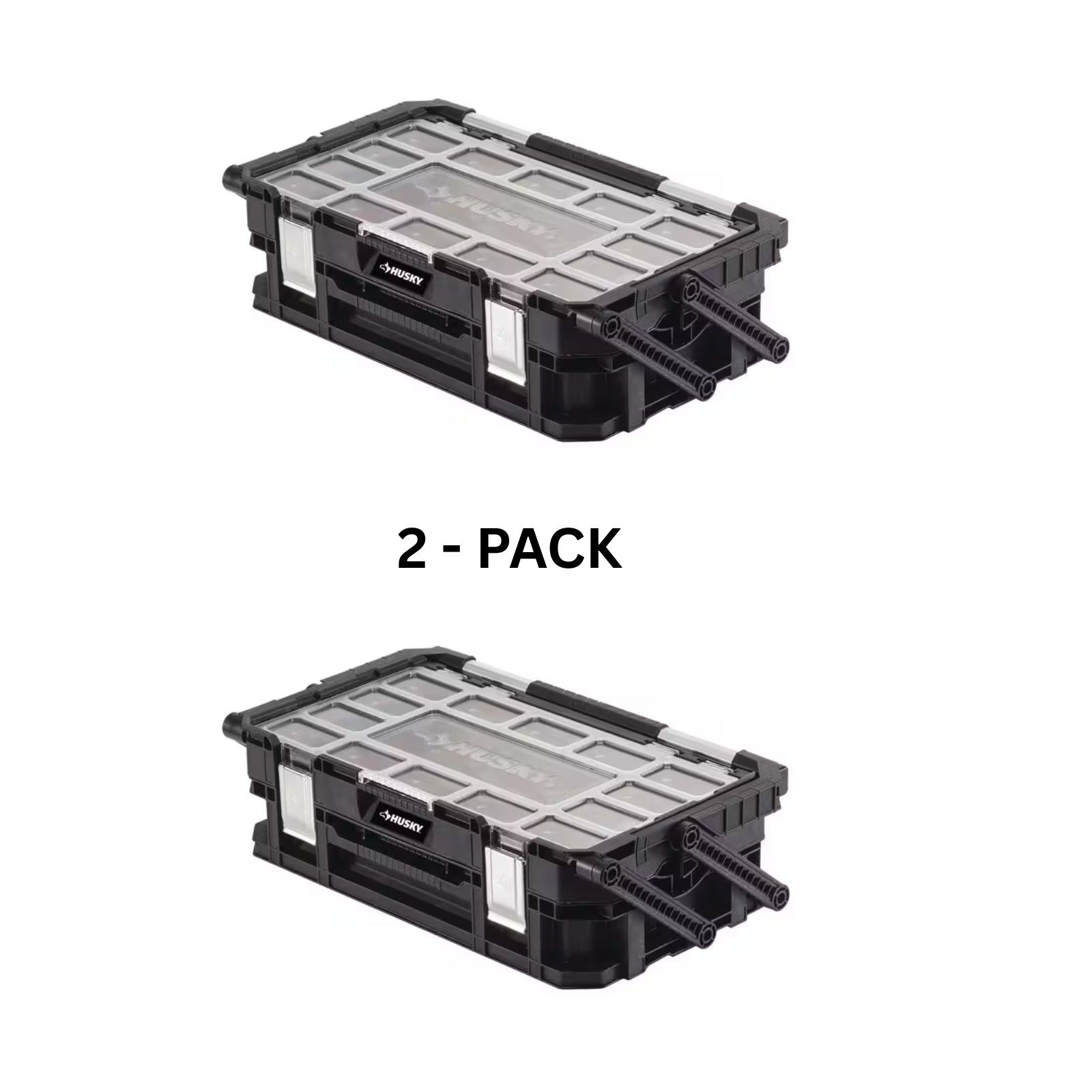 2 Husky Connect Stackable Toolbox Removable Bins Small Tool Box Parts Organizer