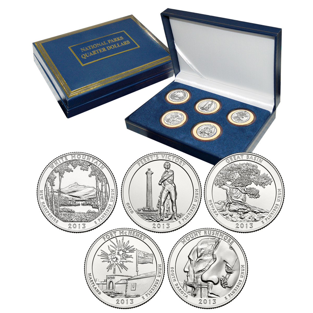 2013 Uncirculated US Mint National Park Quarters Set in Gift Box
