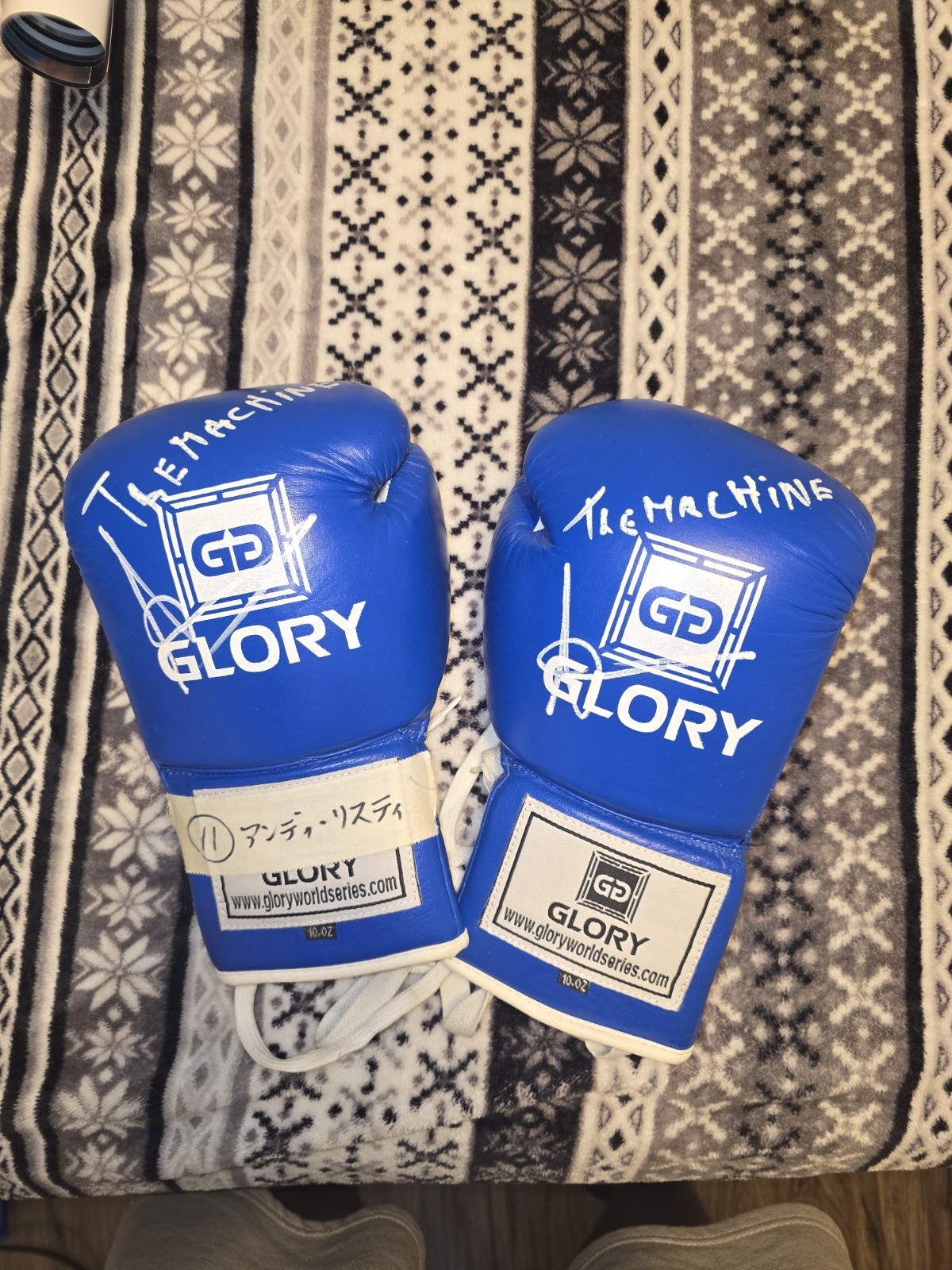 Andy Ristie Signed Glory Kickboxing Gloves In Blue 10oz