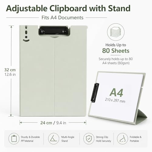 Free Standing Clipboard Foldable and Desktop Document Stand with Light Green
