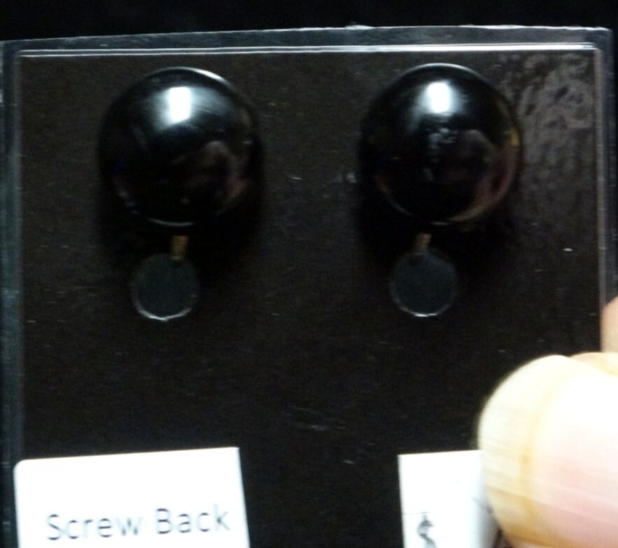 Round Black Screwback Earrings Vintage