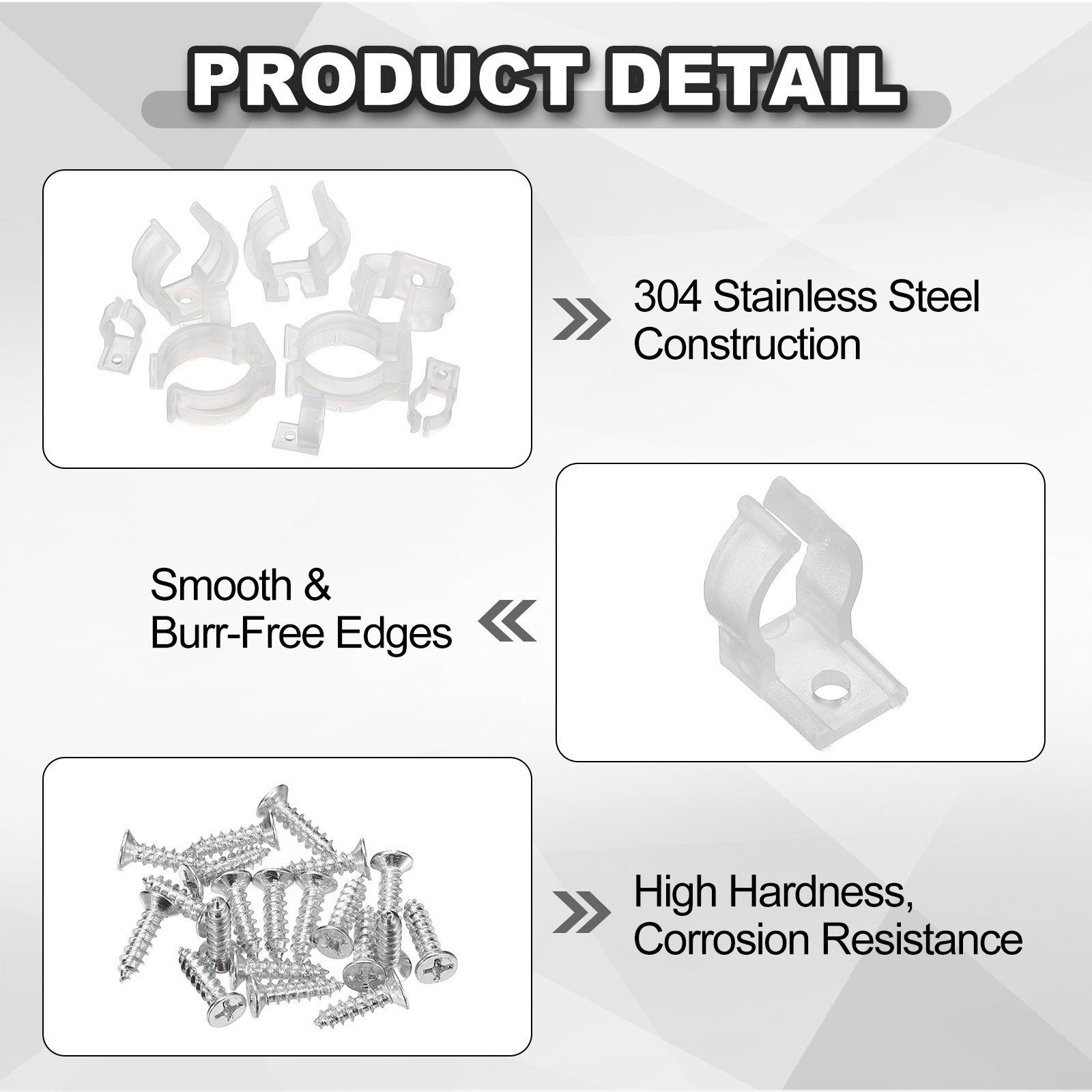 20 Pcs PP T4 0.05" Thick U Clips Holder Bracket, Transparent