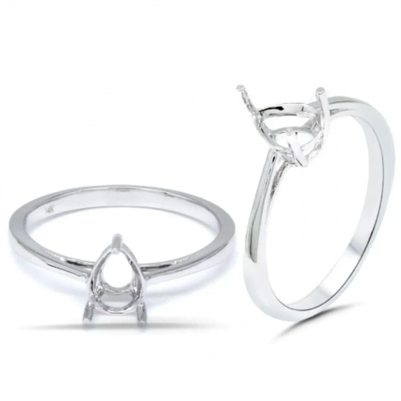 8x6mm Pear Semi Mount Ring 925 Sterling Silver Simple Solitaire Teardrop Ring