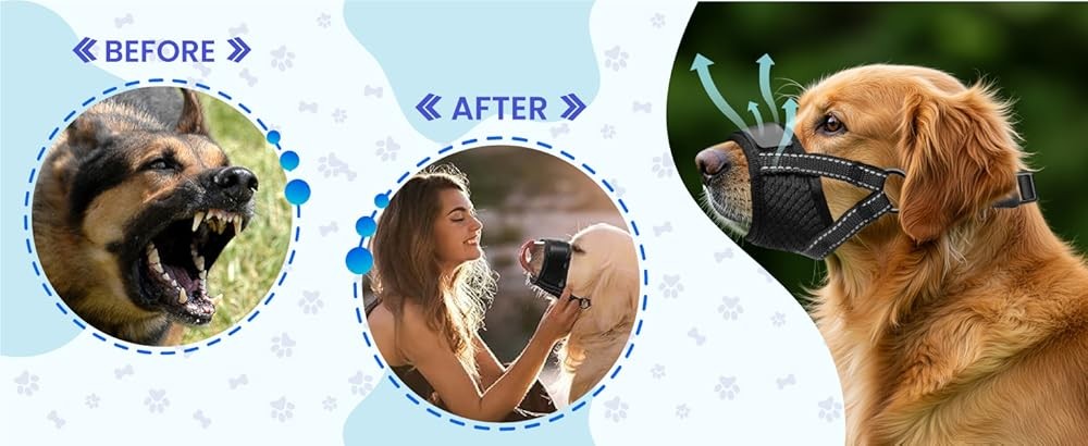 Dog Muzzle for Lar Dogs - Soft Breathable Muzzle for Lar Sized Dog