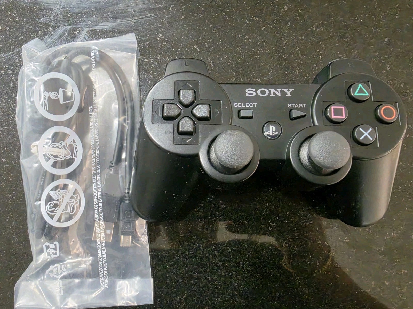 Authentic Sony Playstation 3 PS3 Genuine OEM Dualshock Black Controller With Usb