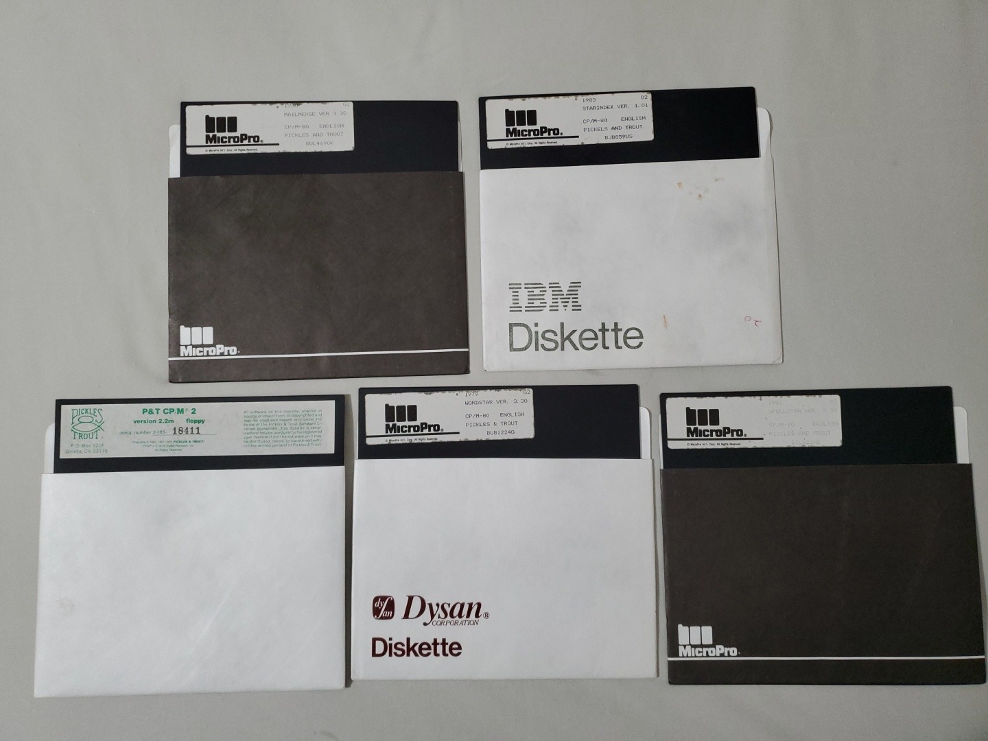Lot of 5 PICKLES & TROUT Software 8" Floppy Disk - CP/M 2, WordStar, Spellstar