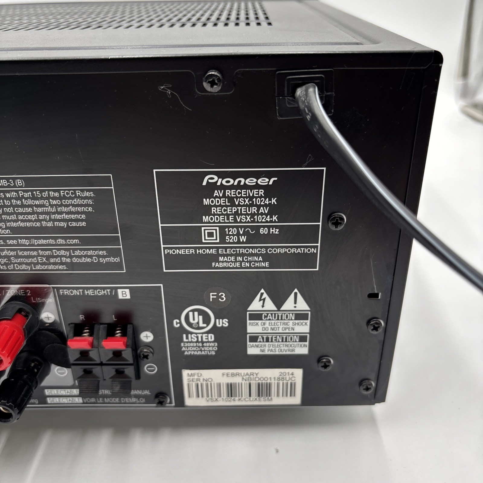 Pioneer VSX-1024 A/V Stereo Receiver