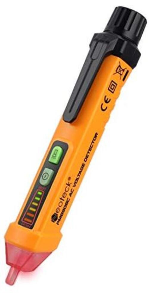 Non-Contact AC Voltage Tester Pen, AC 12-1000V, LED Flashlight, Buzzer Yellow