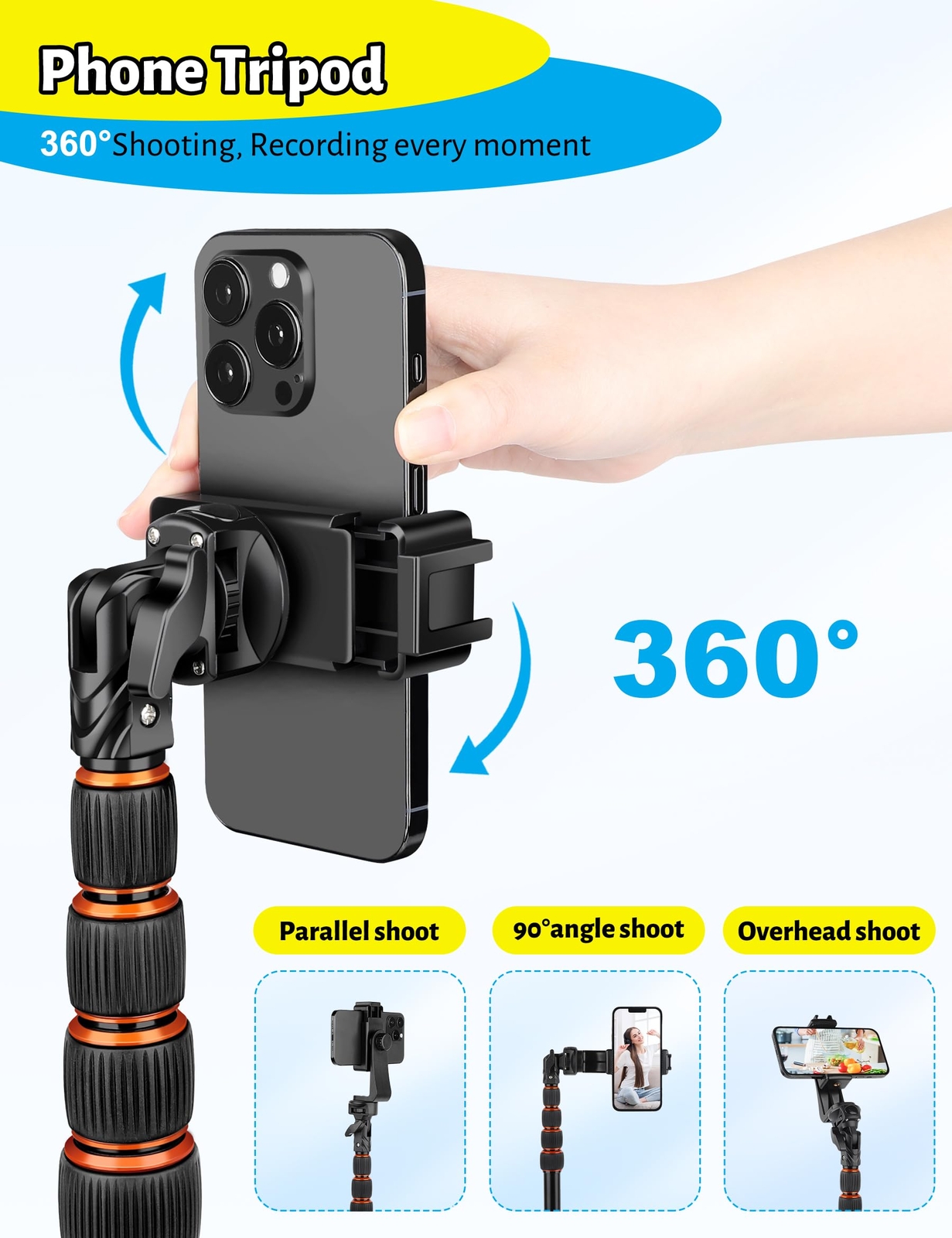 Cell Phone Tripod Stand for Travel Video Recording Vlog with Remote Control