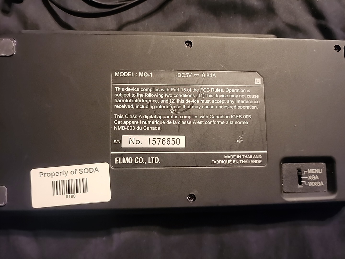 Elmo MO-1 Portable Visual Preseter Document Camera - No USB Connection