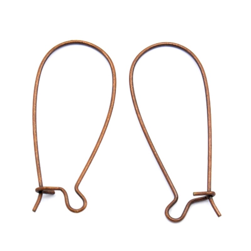 Antique Copper Kidney Earwires Earring Findings 33mm Long Steampunk 10 pcs