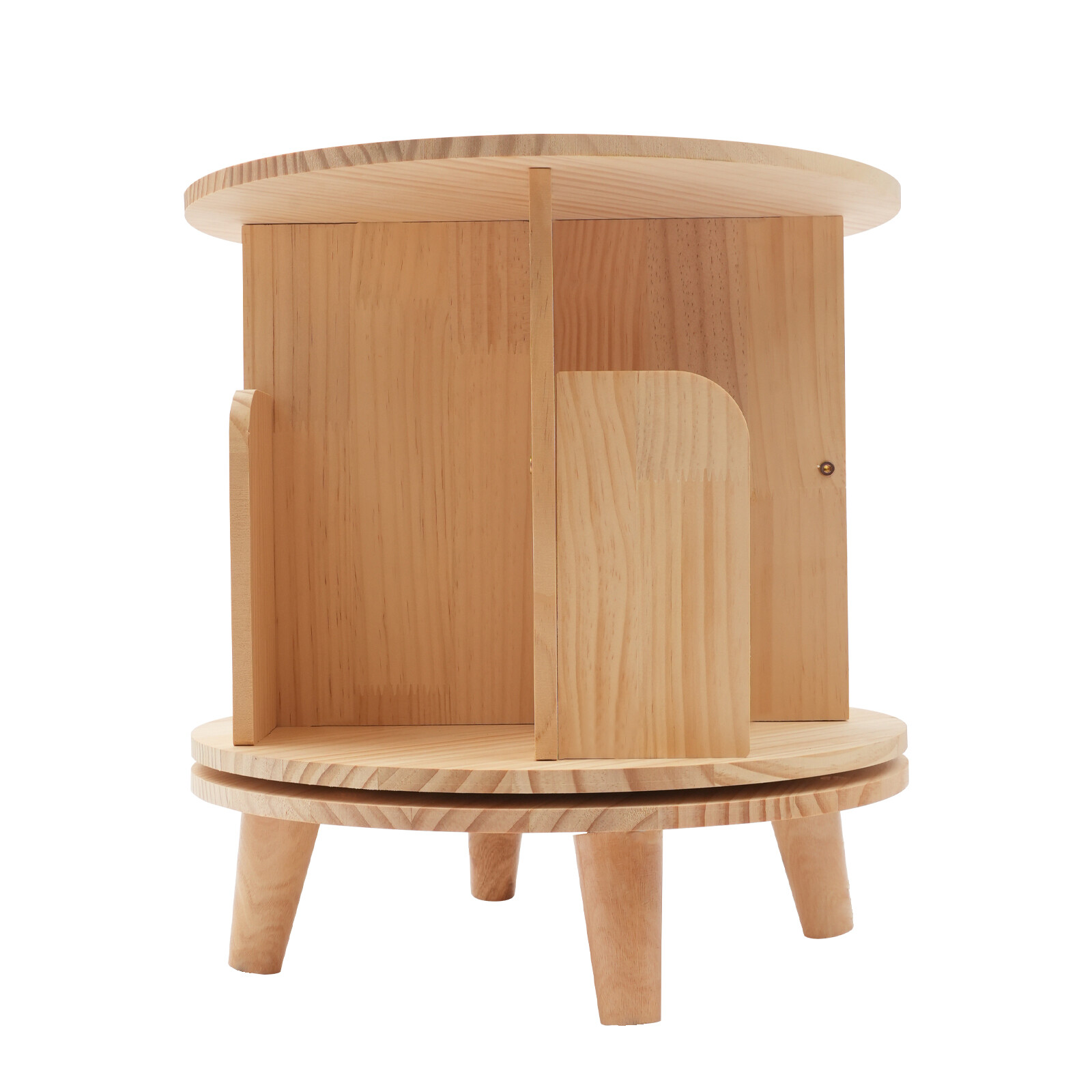 1-tier Floor Standing Solid Wood Single-layer Rotating Bookshelf 31cm H Bookcase